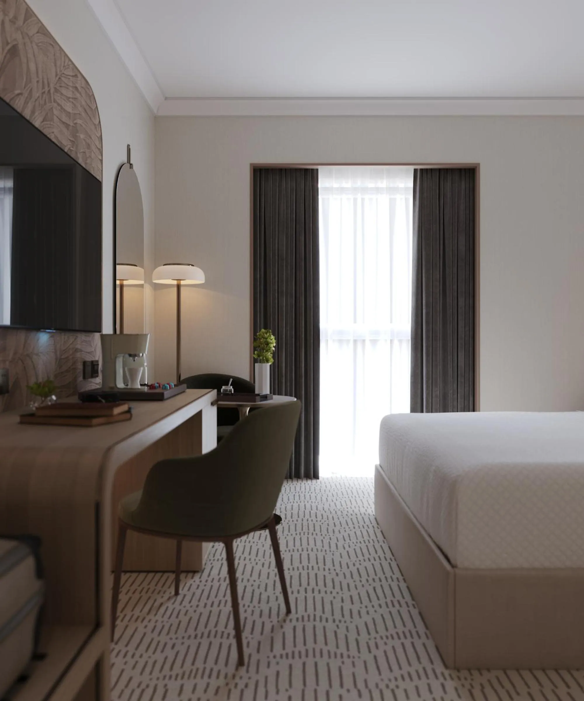 Bedroom, Bed in Diyar Ajwa, Tapestry Collection By Hilton