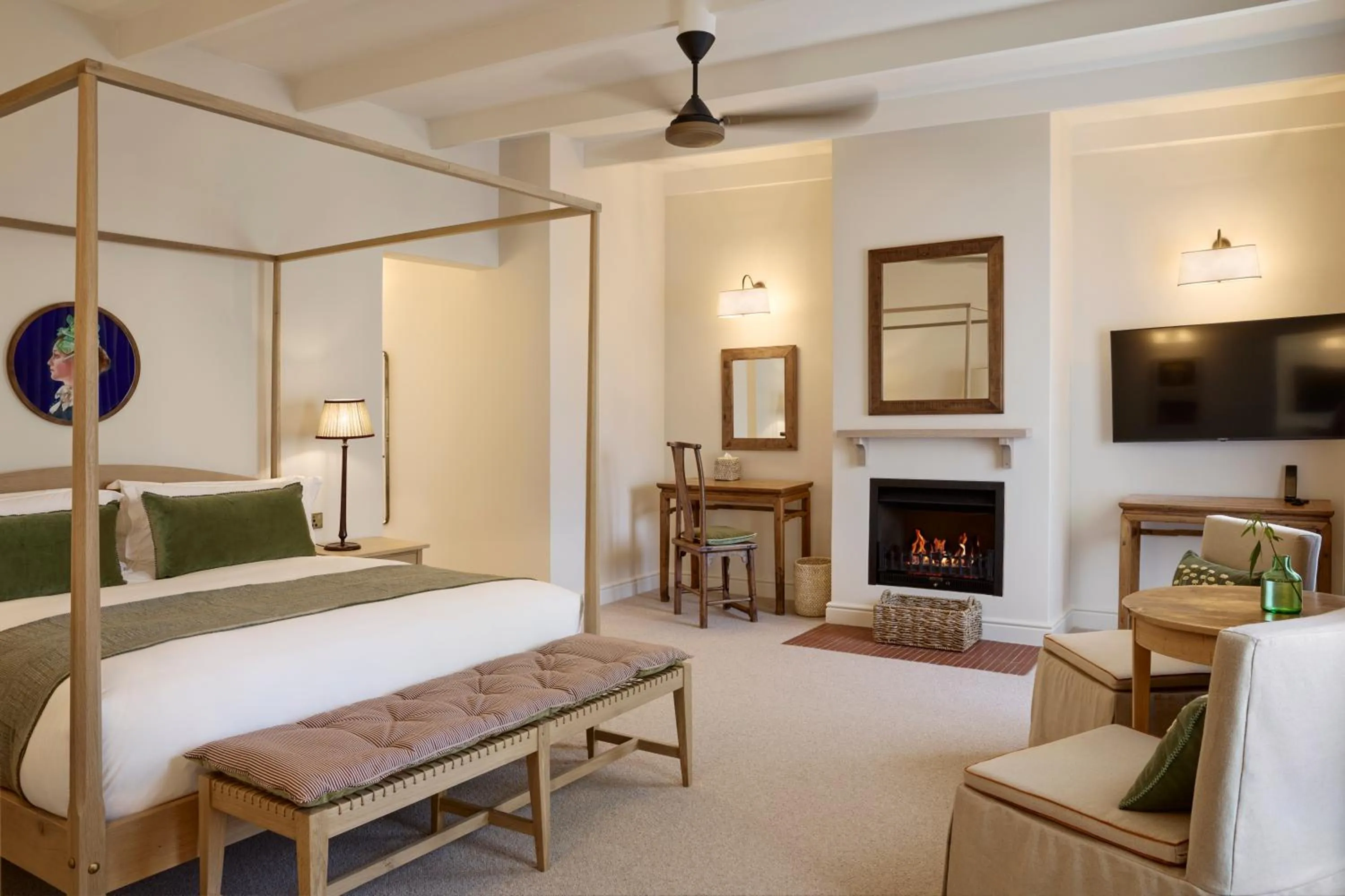 fireplace, Bed in Spier Hotel and Wine Farm