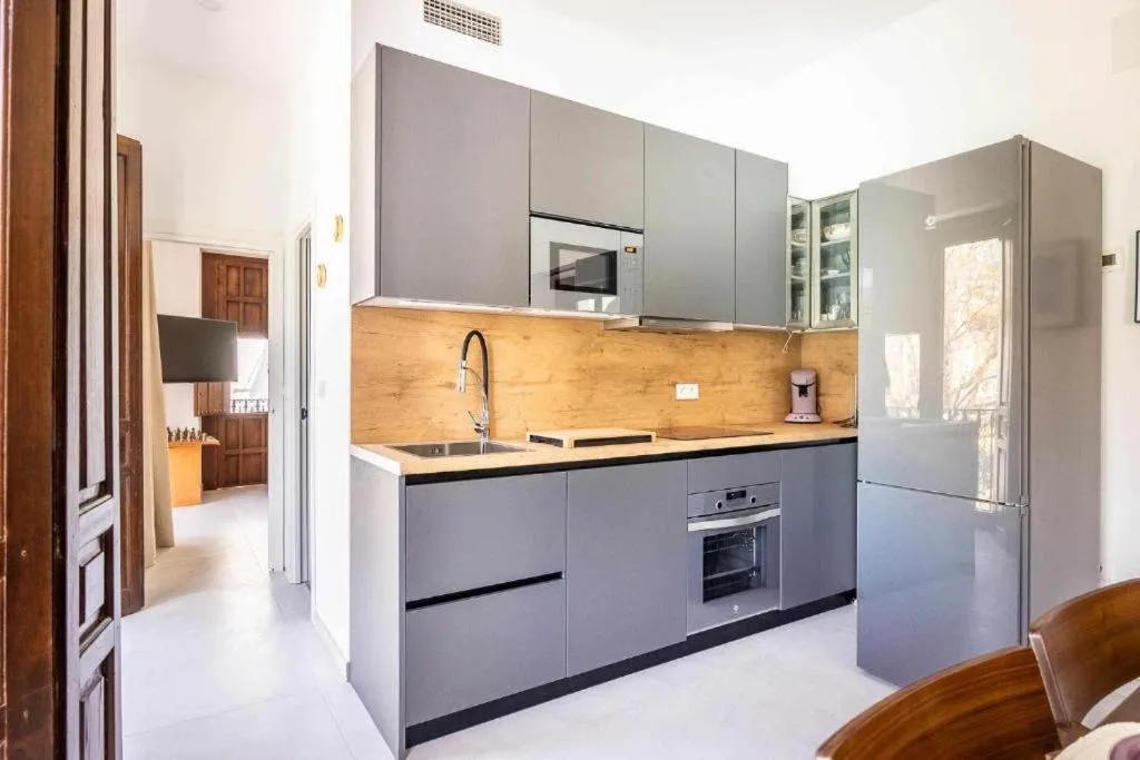 Kitchen or kitchenette in Alzhara Suites II Balcón Triana Torre Pelli