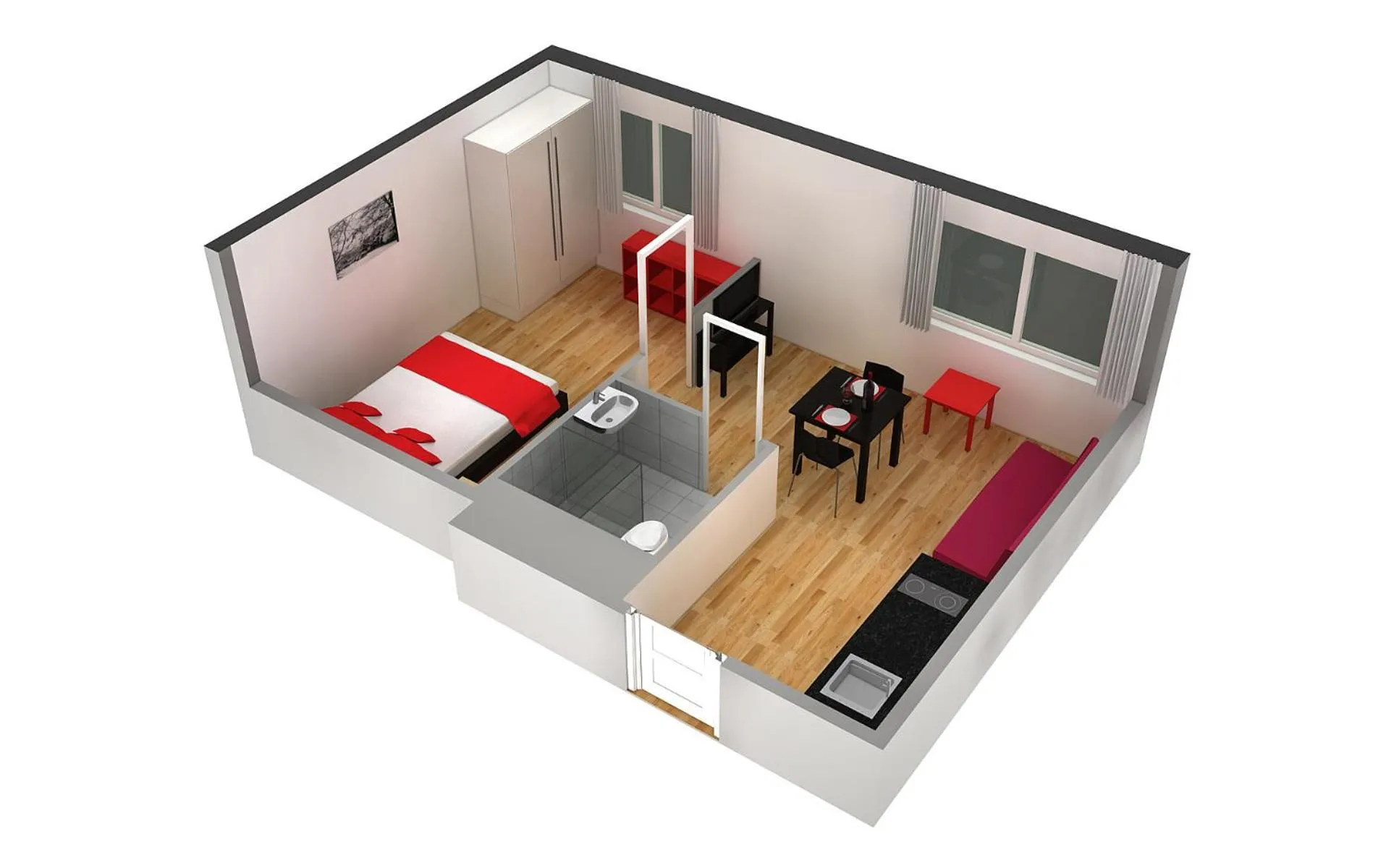 Floor plan in HITrental Stauffacher Apartments