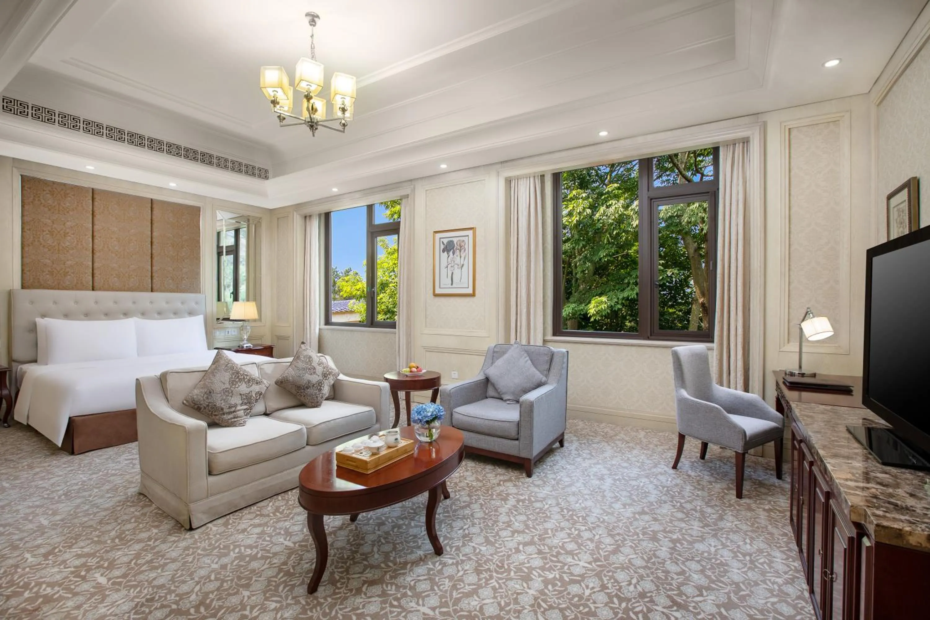 Bed in Carp Islet Resort Fuzhou