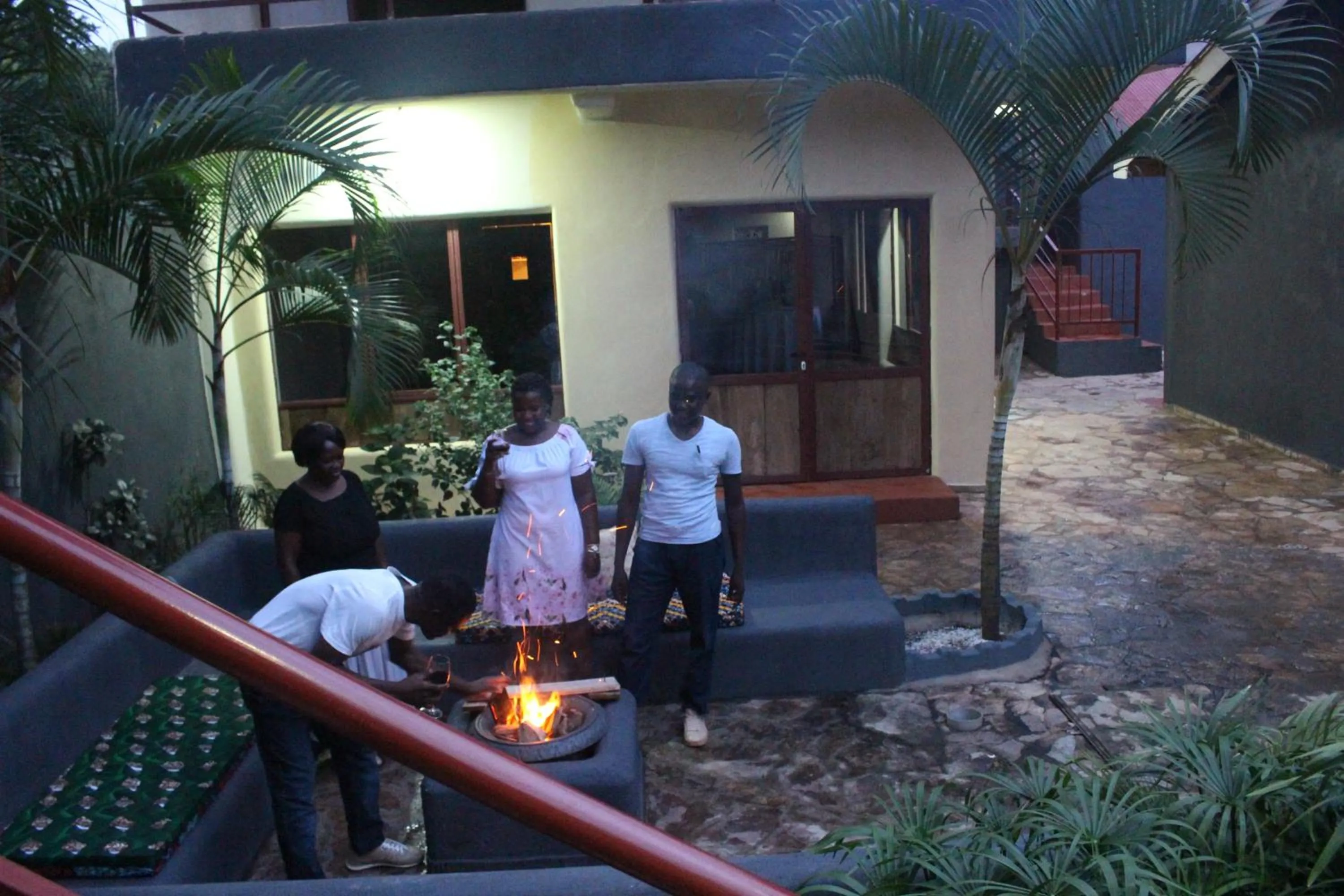 group of guests in Montane Safaris Hotel, Entebbe