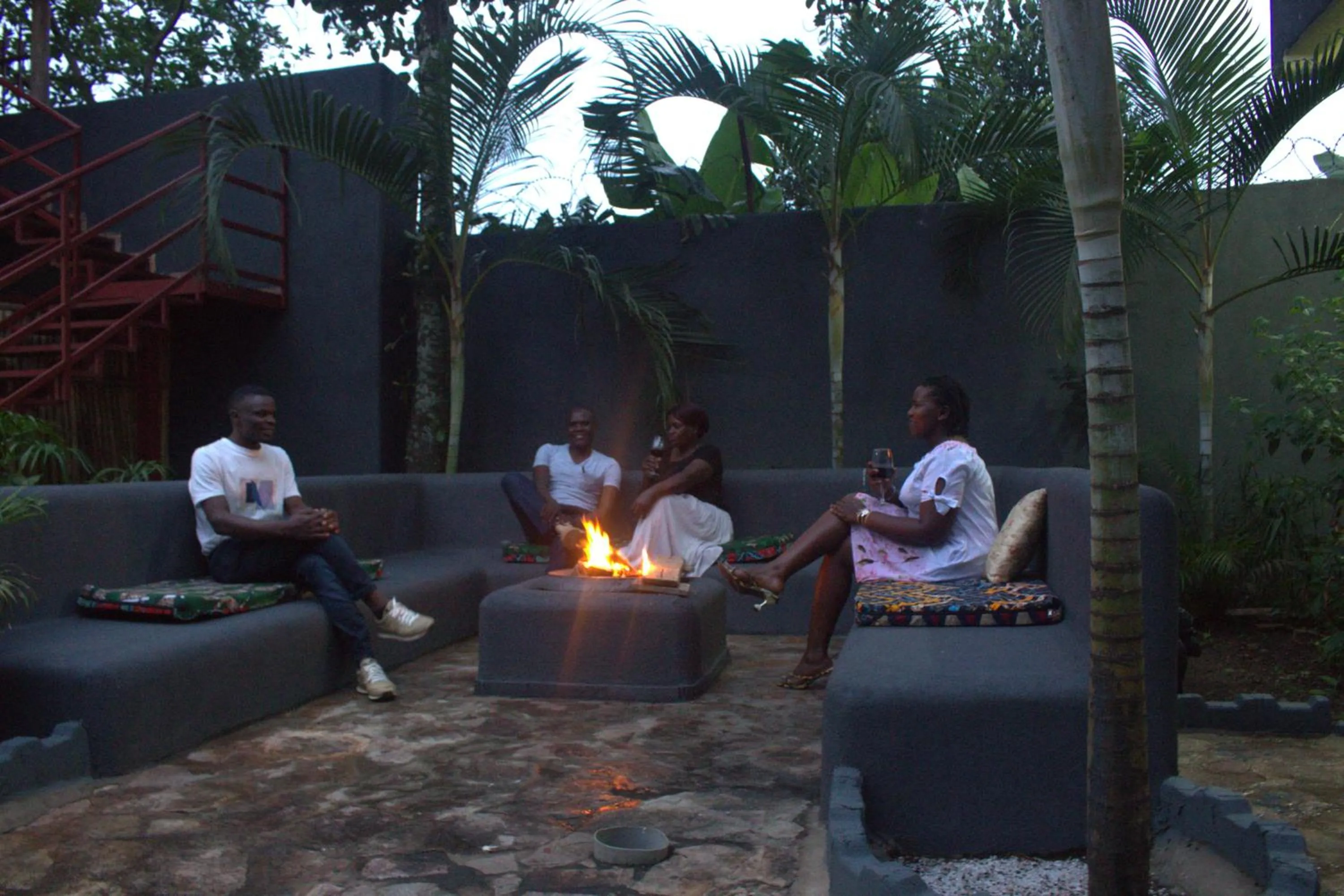 fireplace in Montane Safaris Hotel, Entebbe