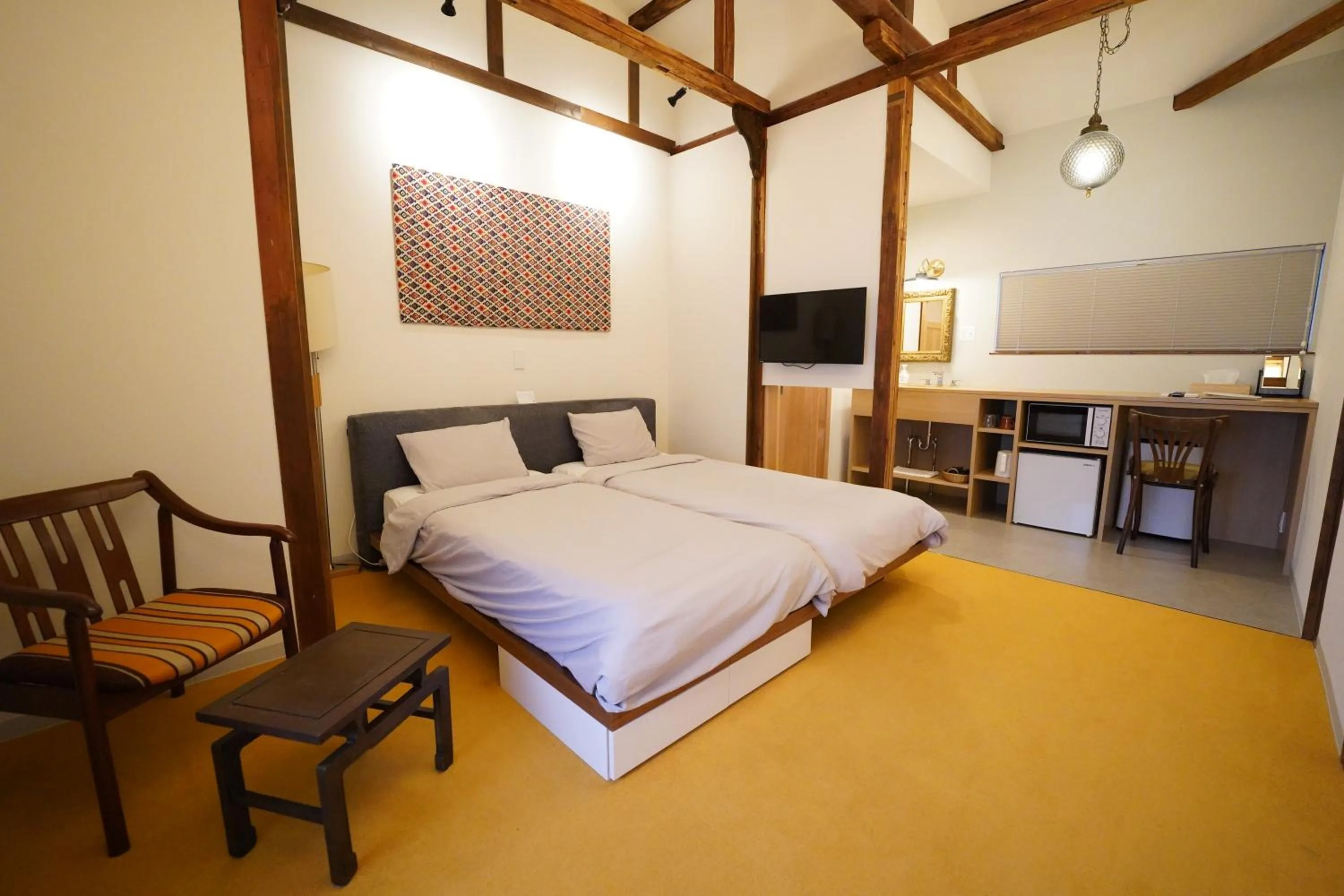 Bed in Traditional Apartment Takamatsu Guesthouse