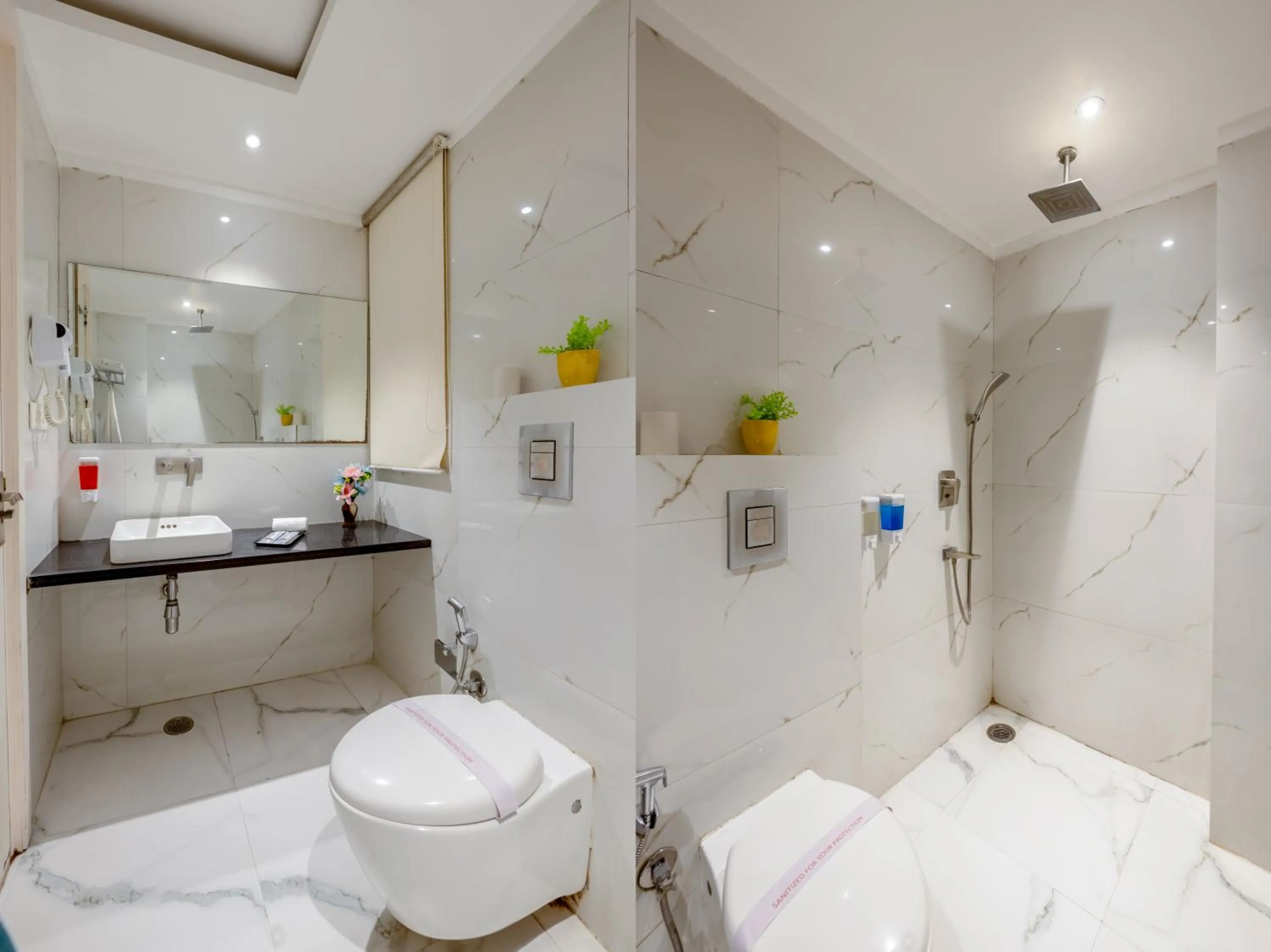 Shower in Aman Continental With Restaurant - 5Mins from Connaught Place ,Railway Station & Metro