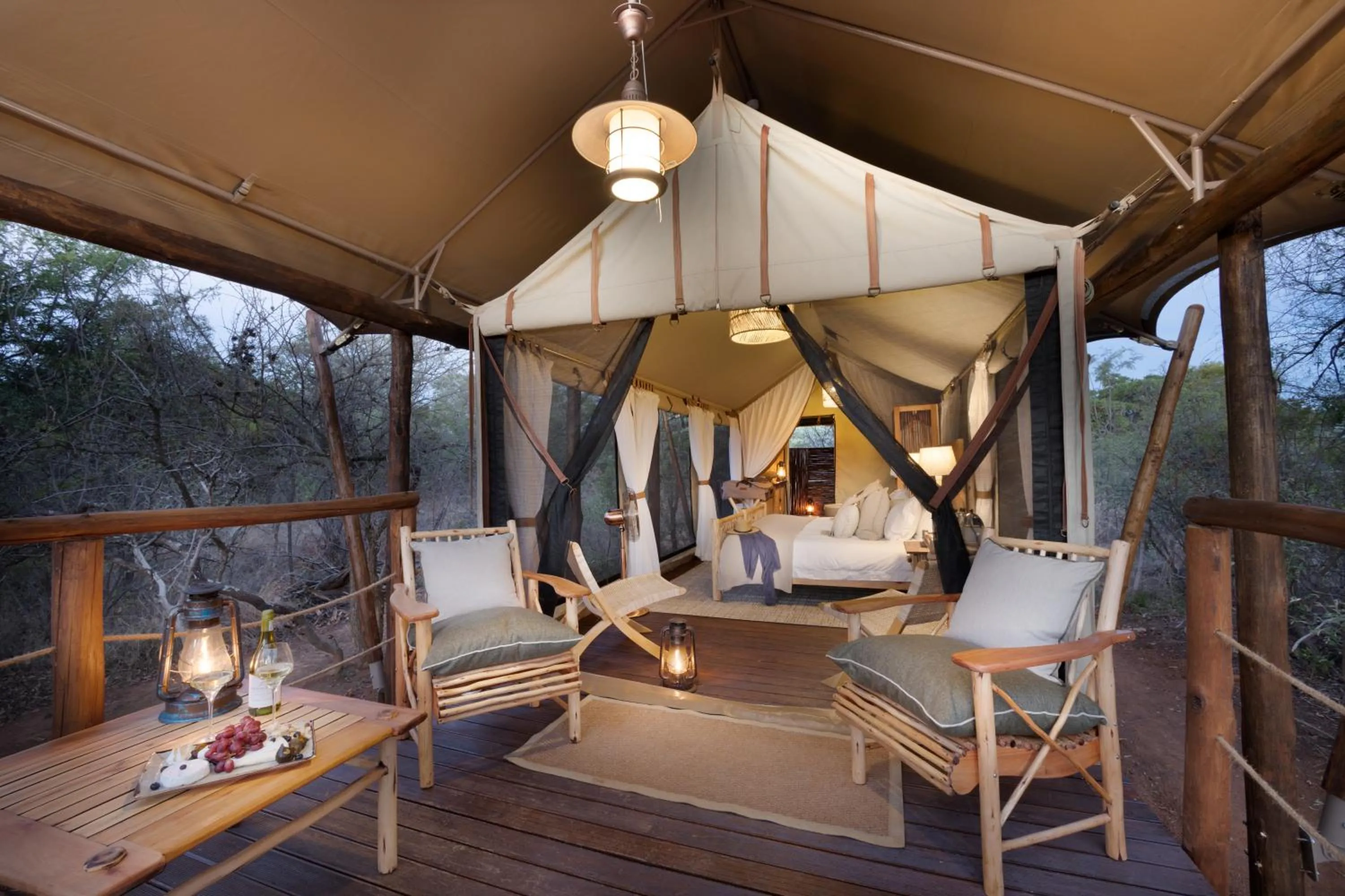 Balcony/Terrace in Kwafubesi Tented Safari Camp