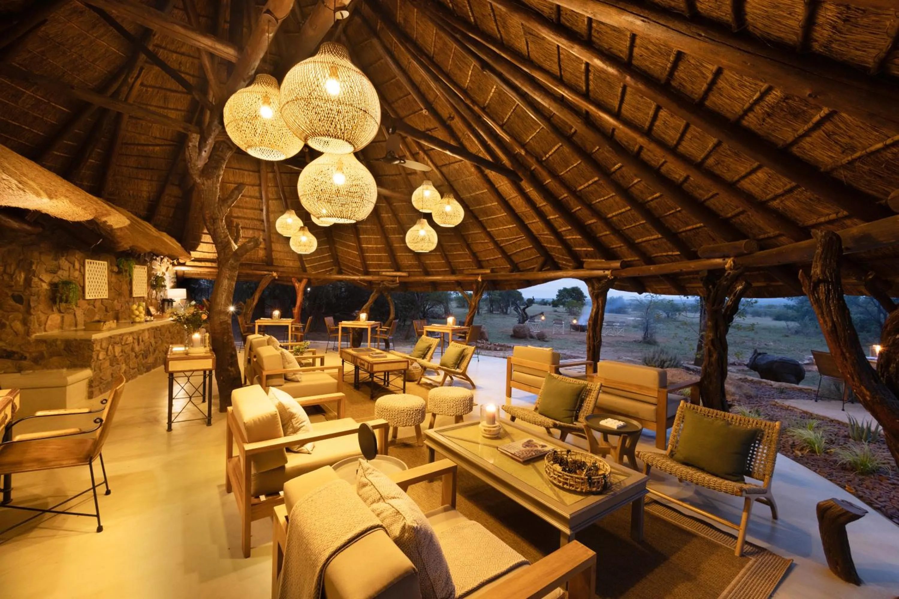 Lounge or bar in Kwafubesi Tented Safari Camp