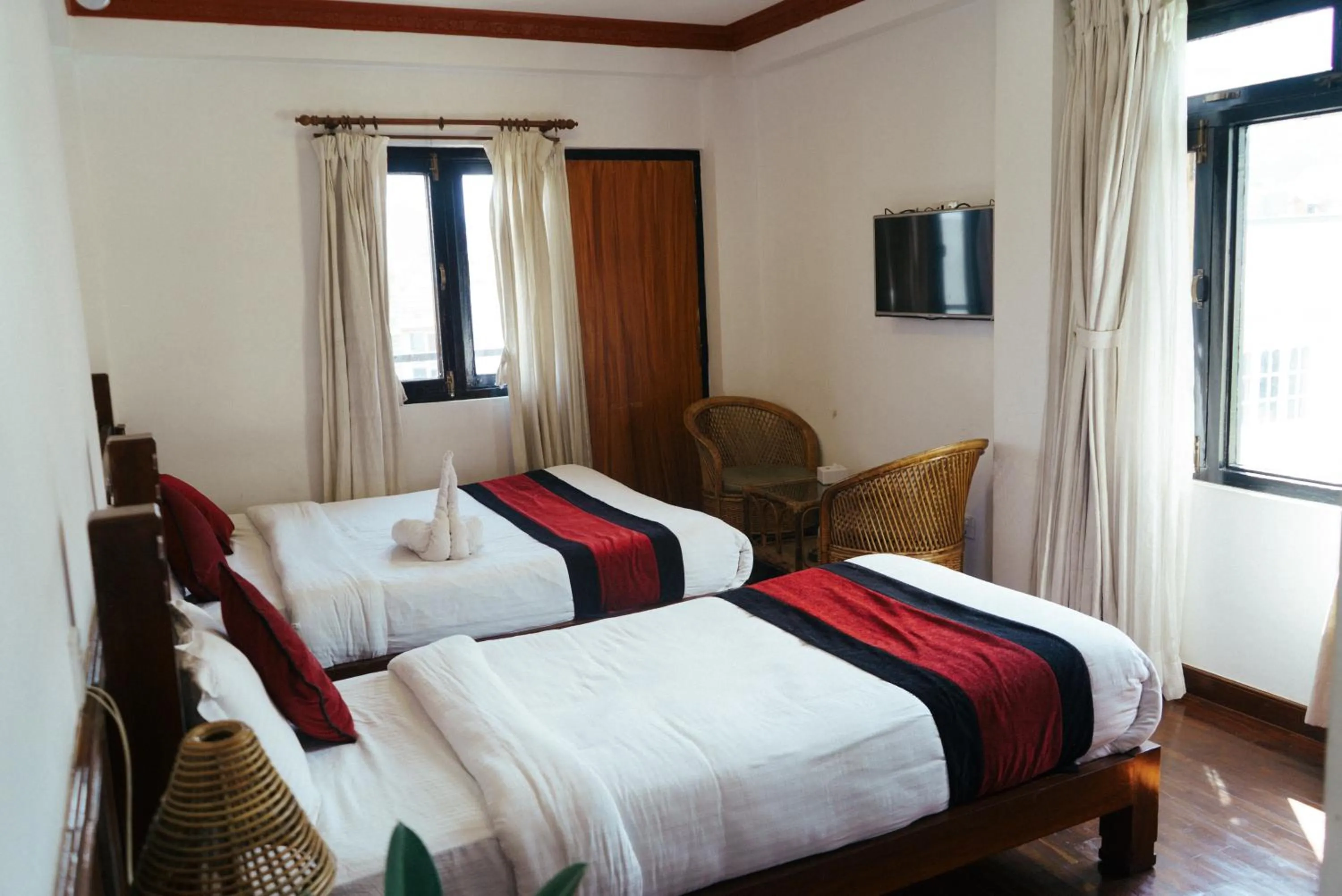Photo of the whole room, Bed in Eco Home Kathmandu