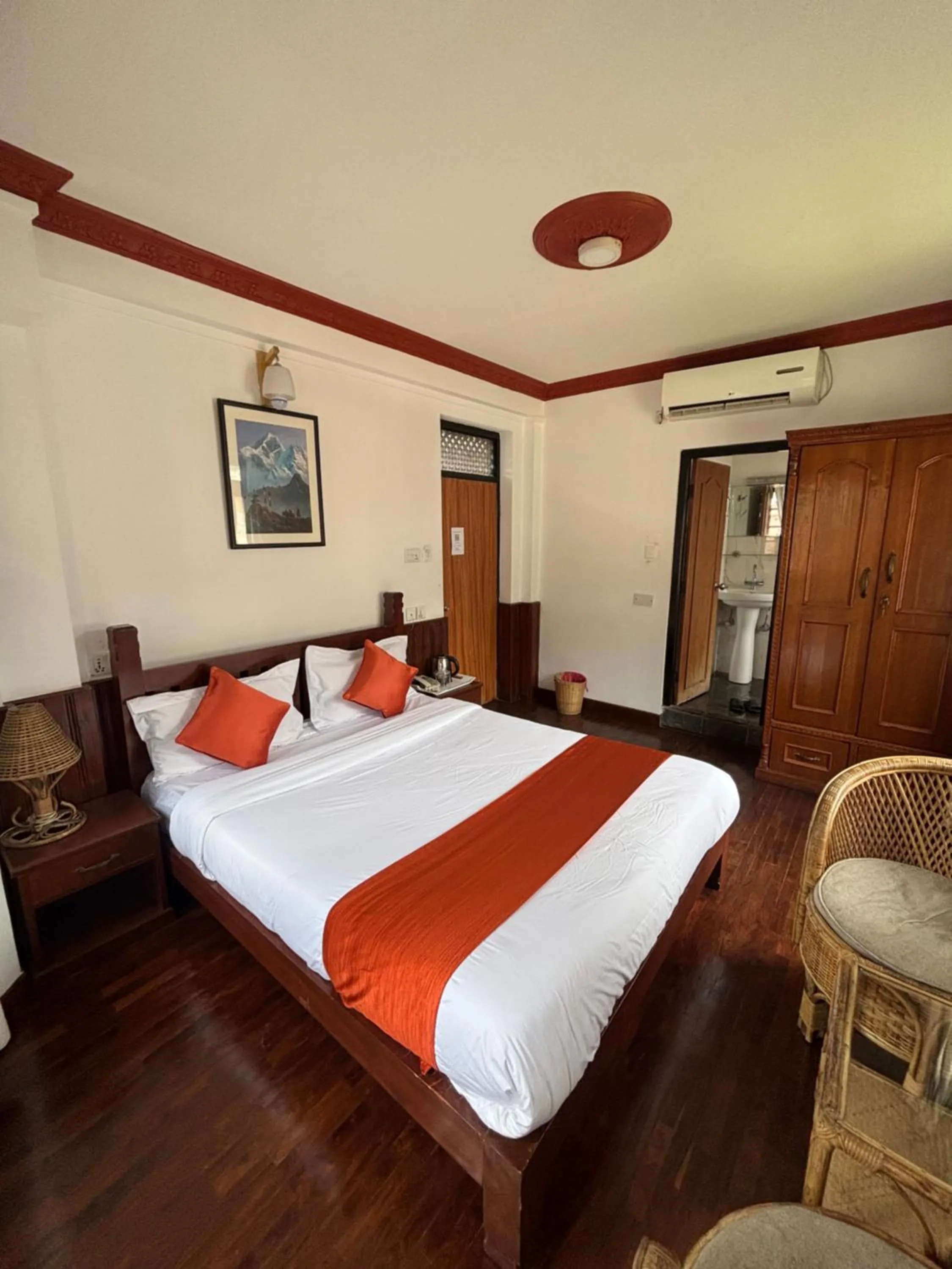 Shower, Bed in Eco Home Kathmandu