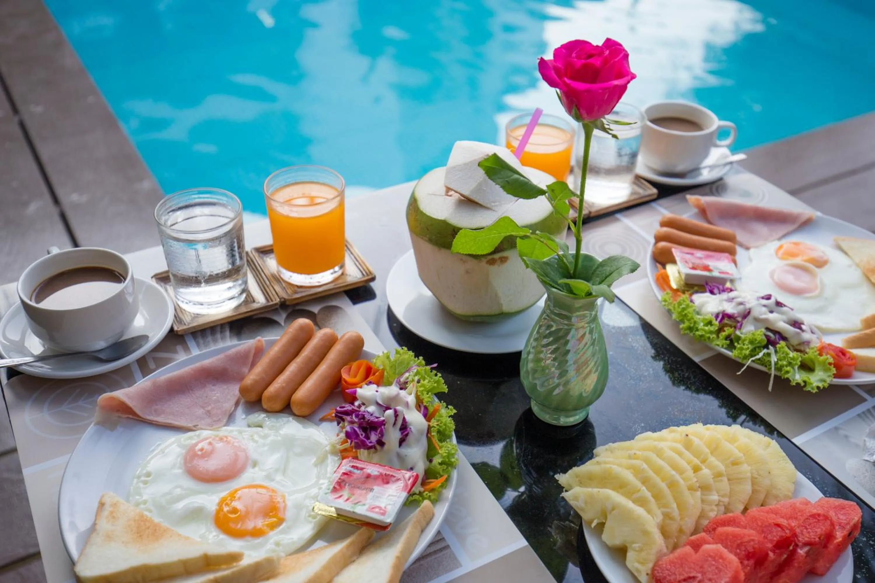 American breakfast in Evergreen Resort Cha-am