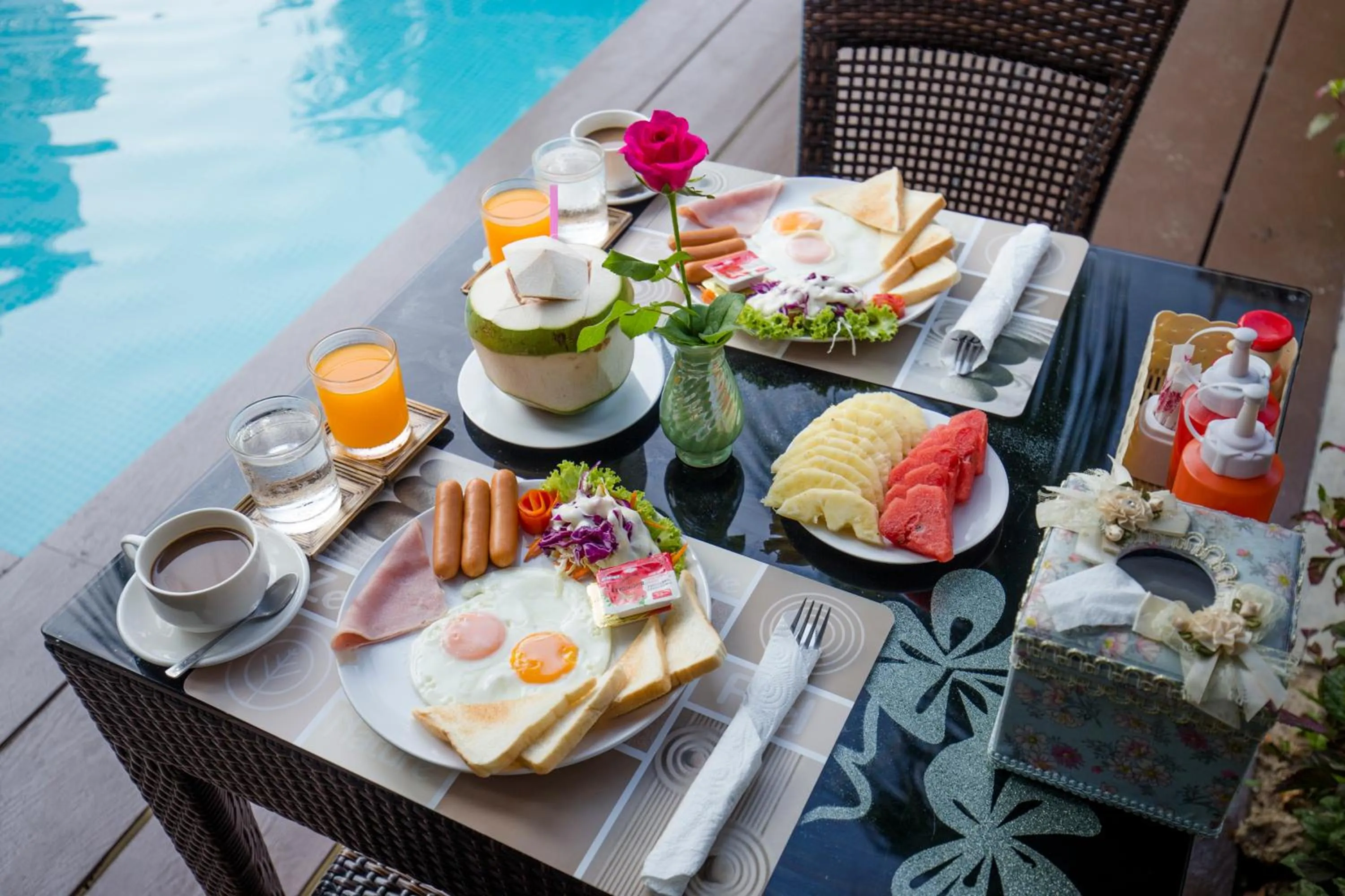 American breakfast in Evergreen Resort Cha-am