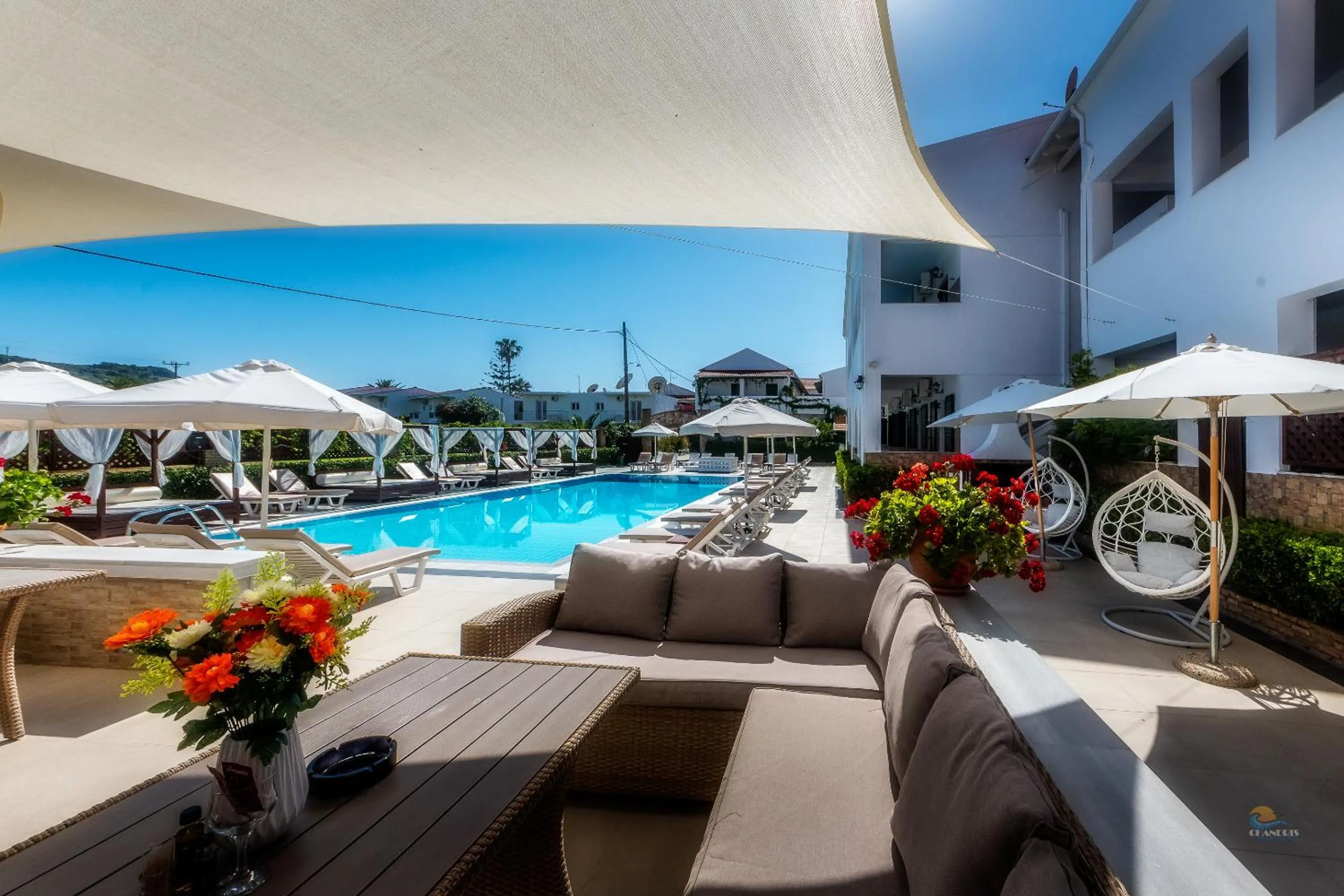 Pool view in Chandris Apartments