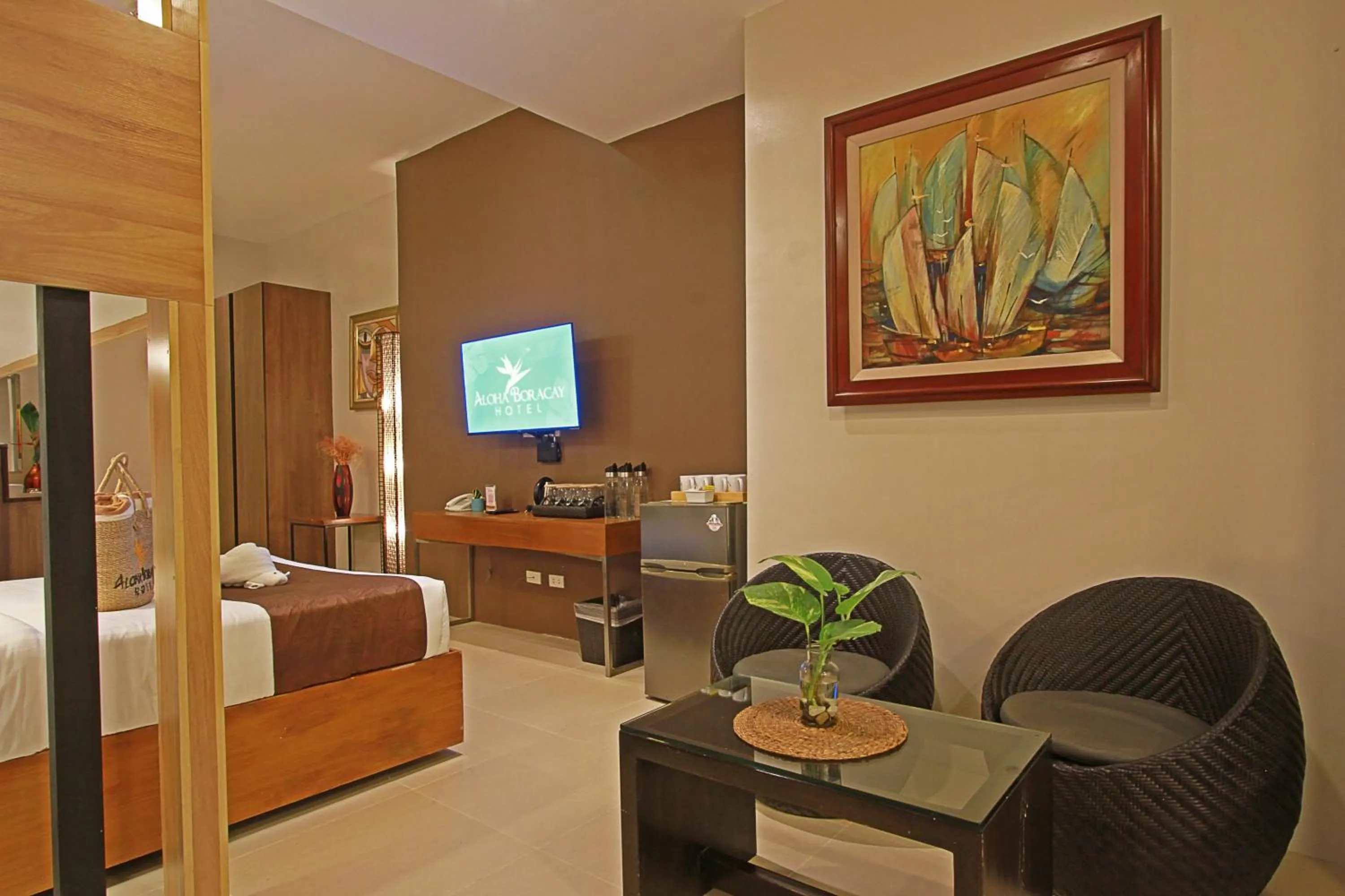 Living room, Bed in Aloha Boracay Hotel