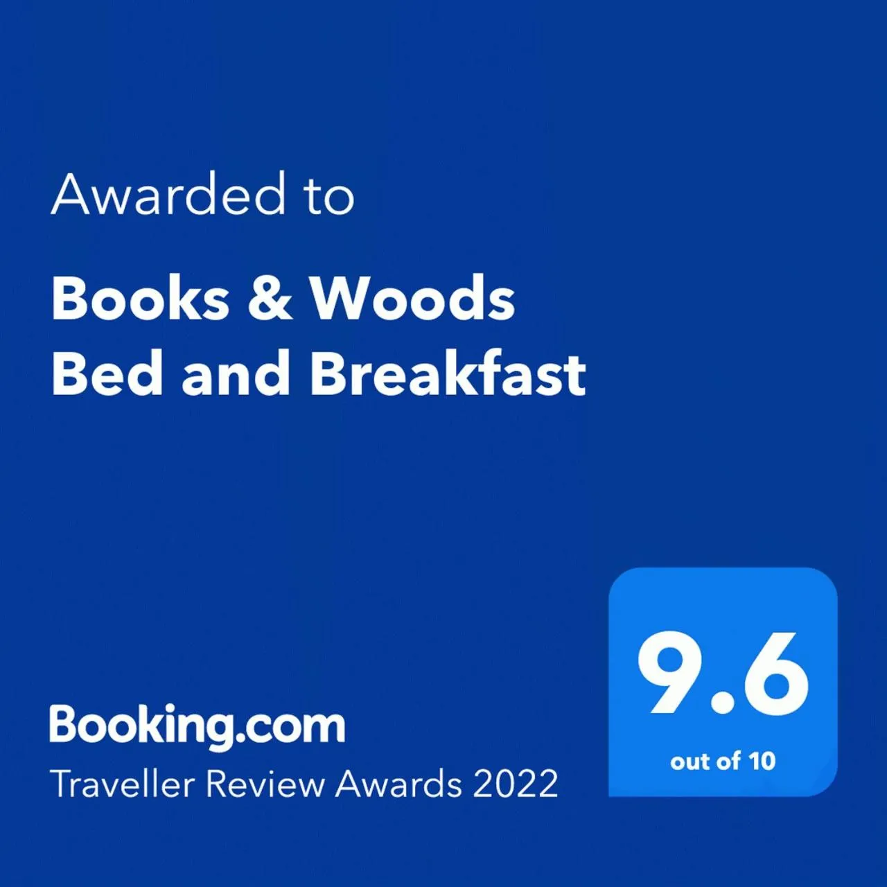 Certificate/Award in Books & Woods Bed and Breakfast