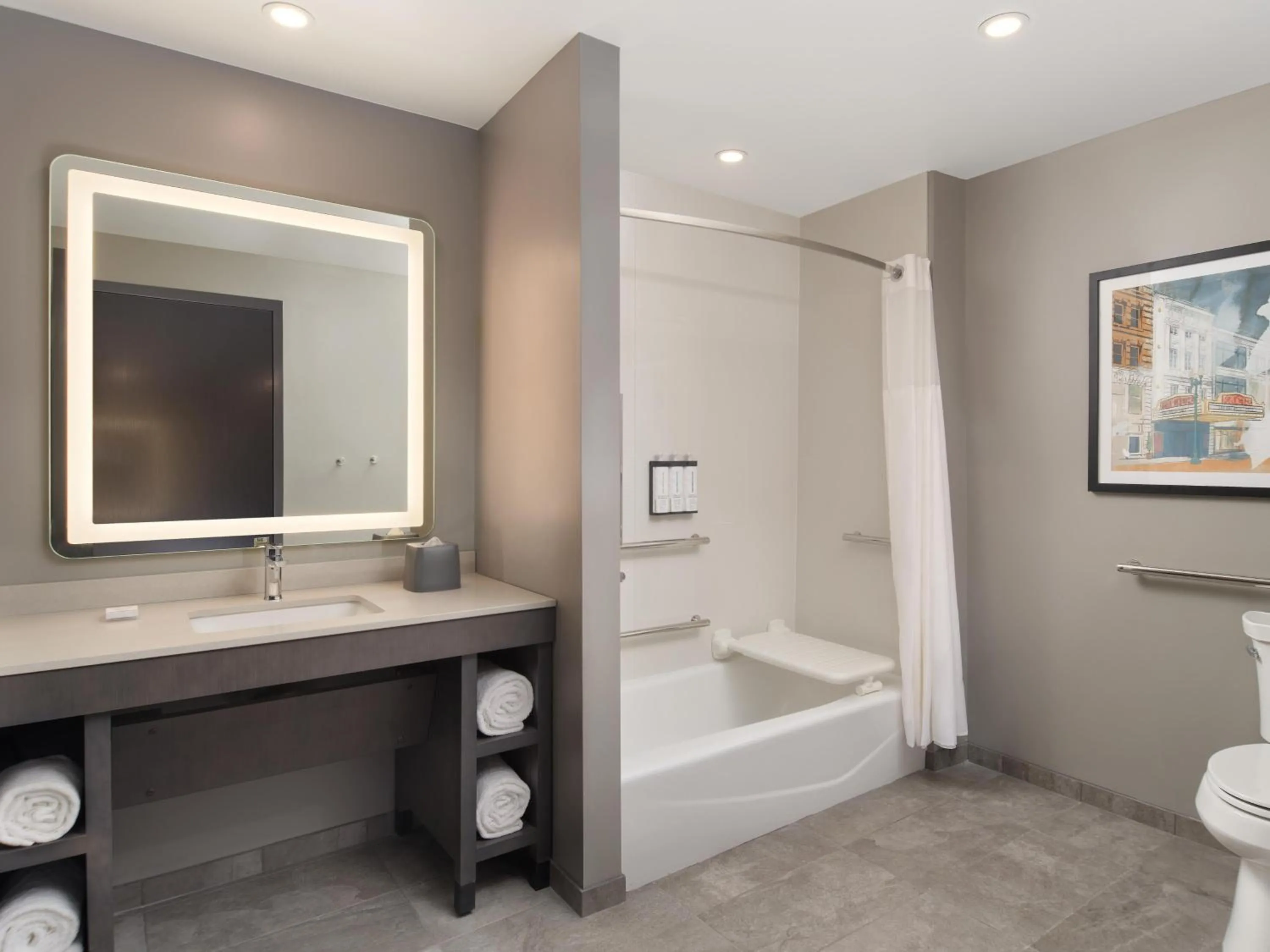 Bathroom in Hyatt House Schenectady / Mohawk Harbor