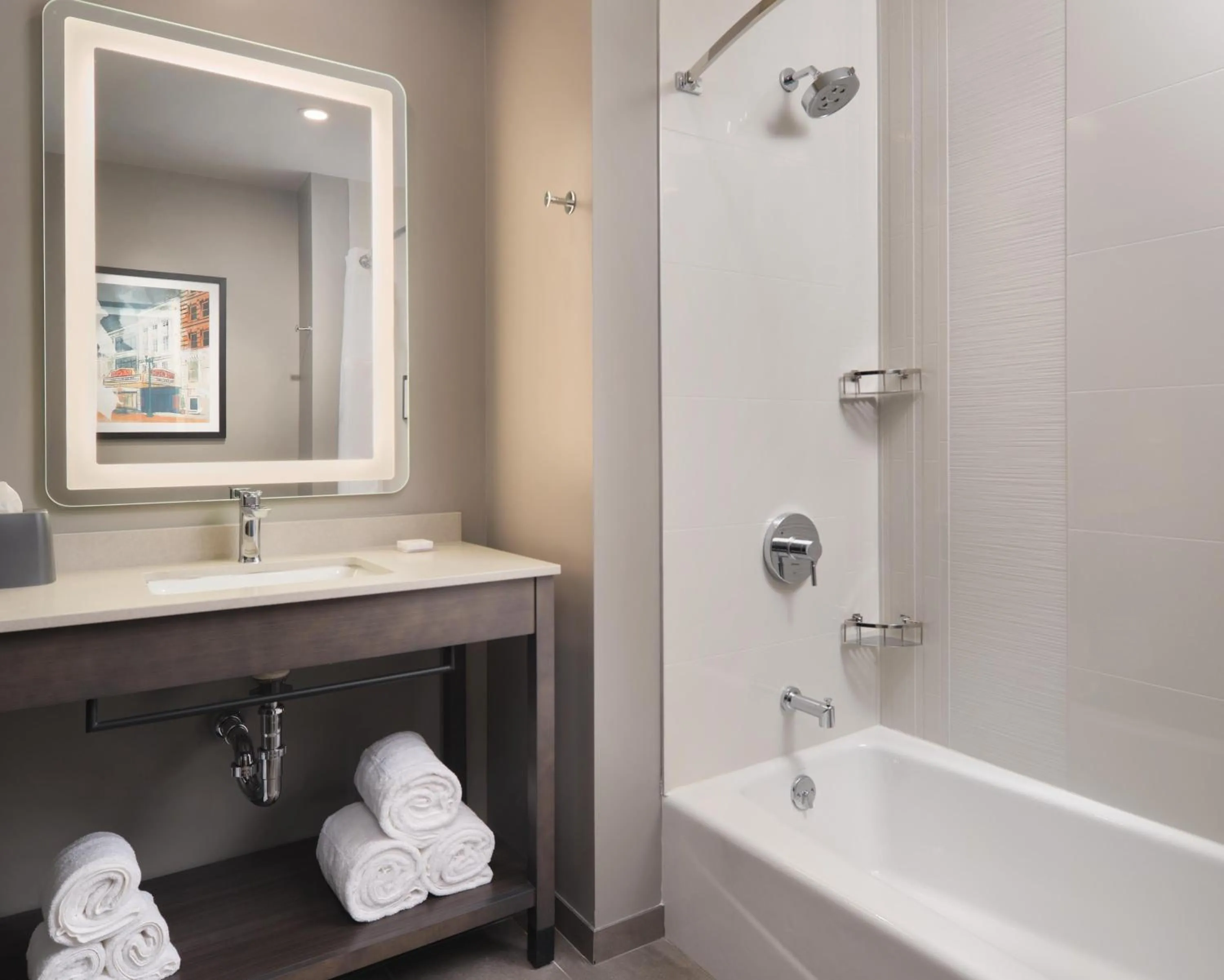 Bathroom in Hyatt House Schenectady / Mohawk Harbor