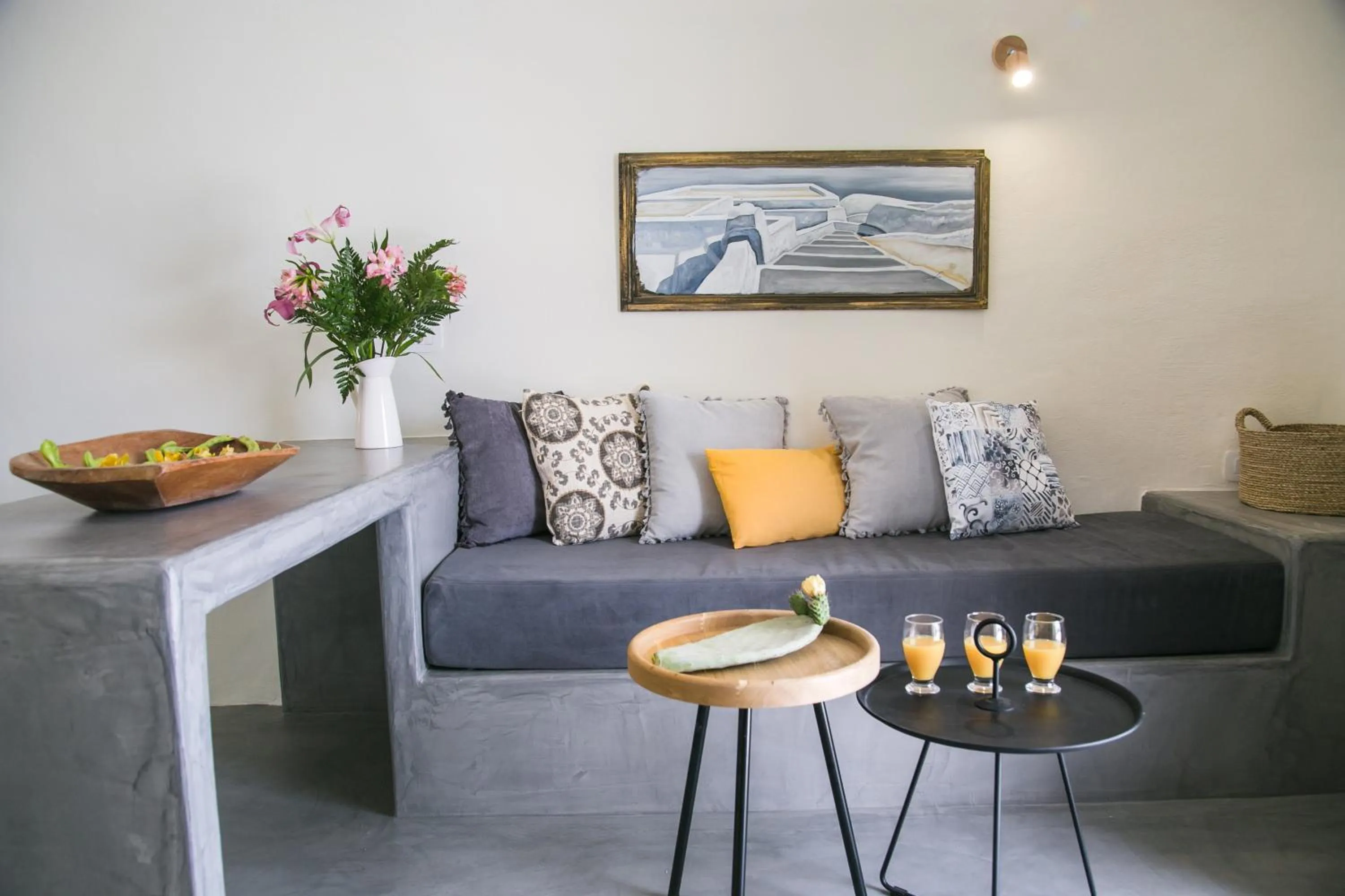 Living room in Santorini Villas