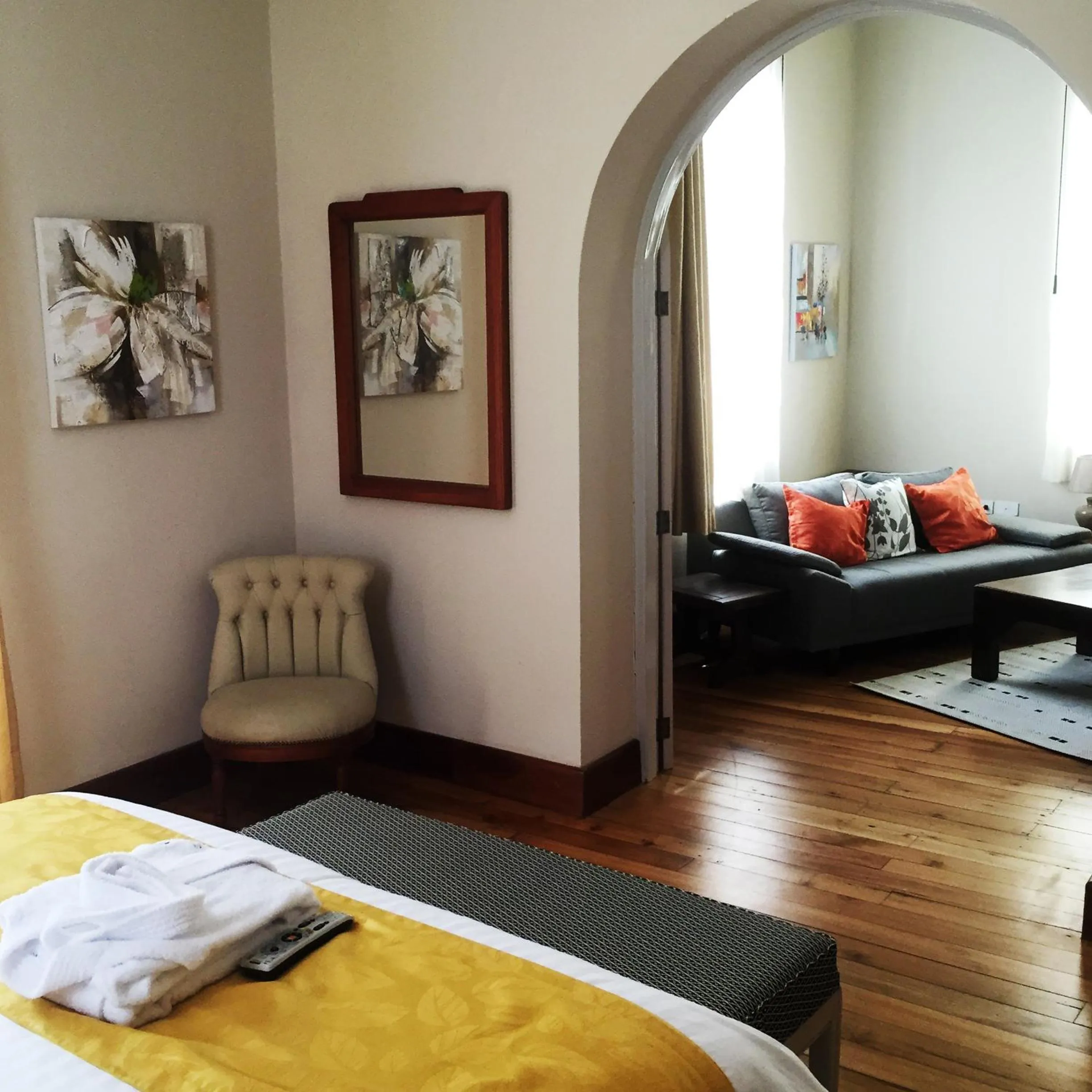 View (from property/room), Bed in La Coupole Hotel