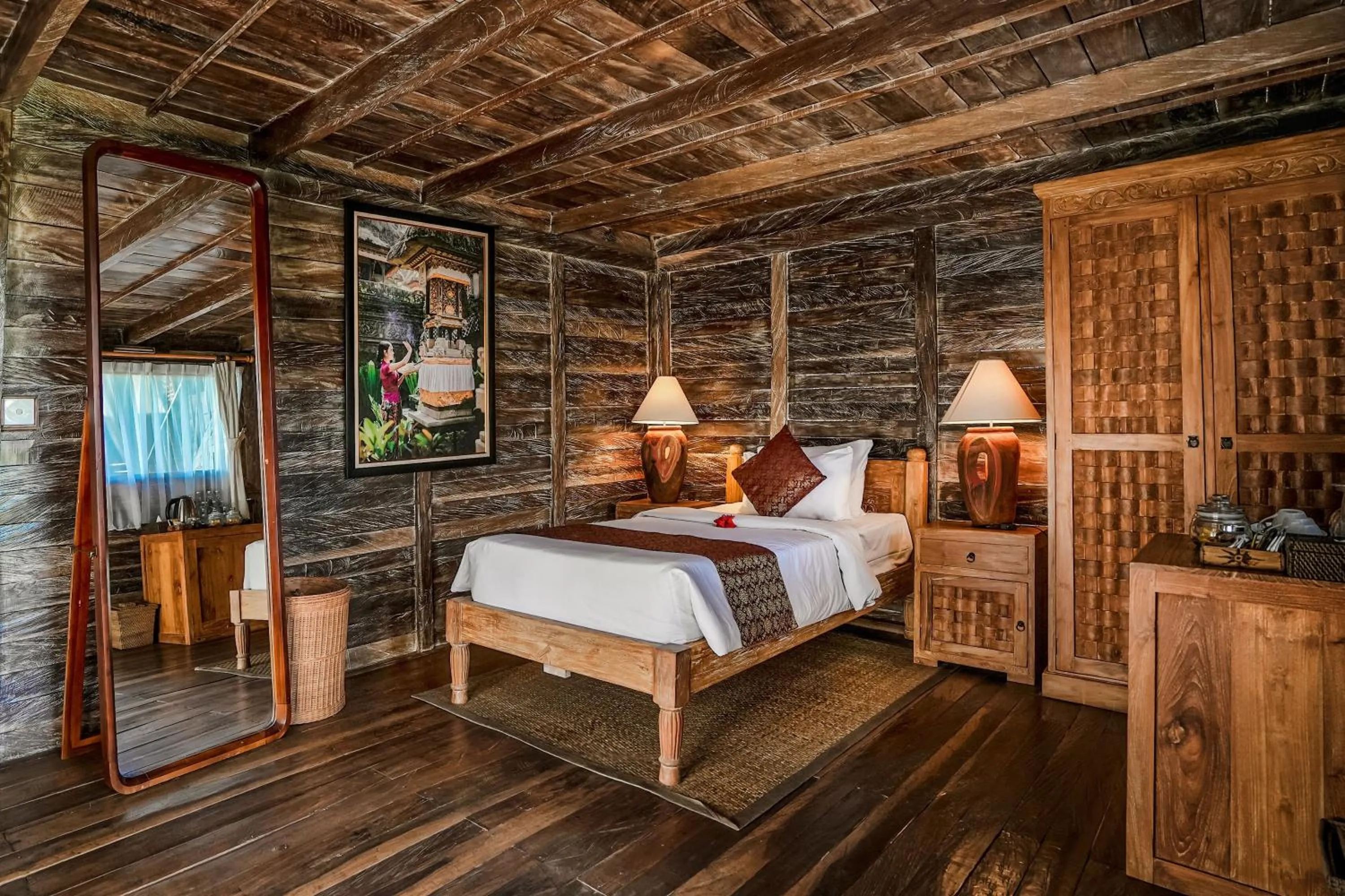 Bed in De Klumpu Bali Eco Tradi Stay