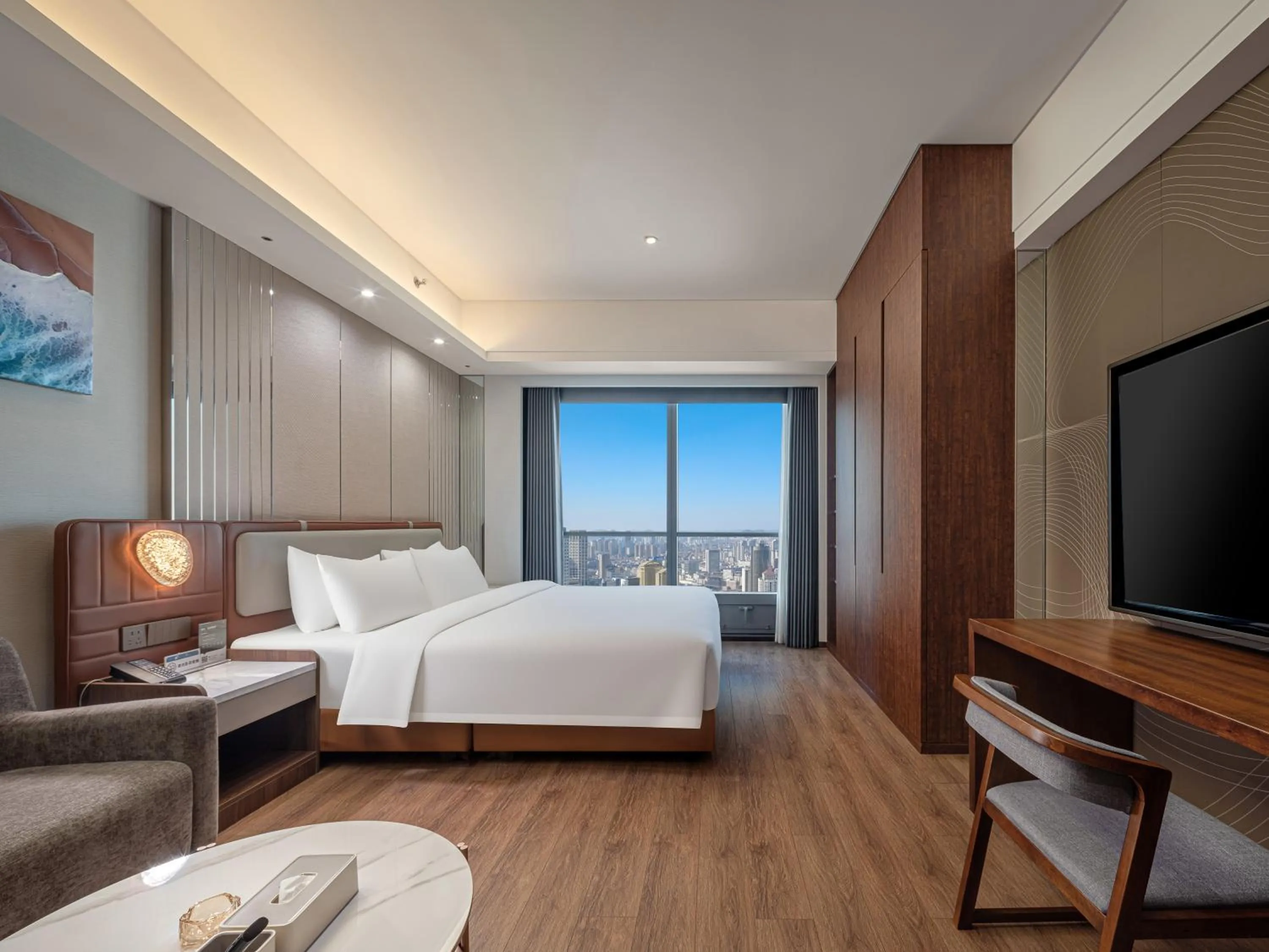 Bed in Dalian Zhongshan Square Seaview Meilun Hotel