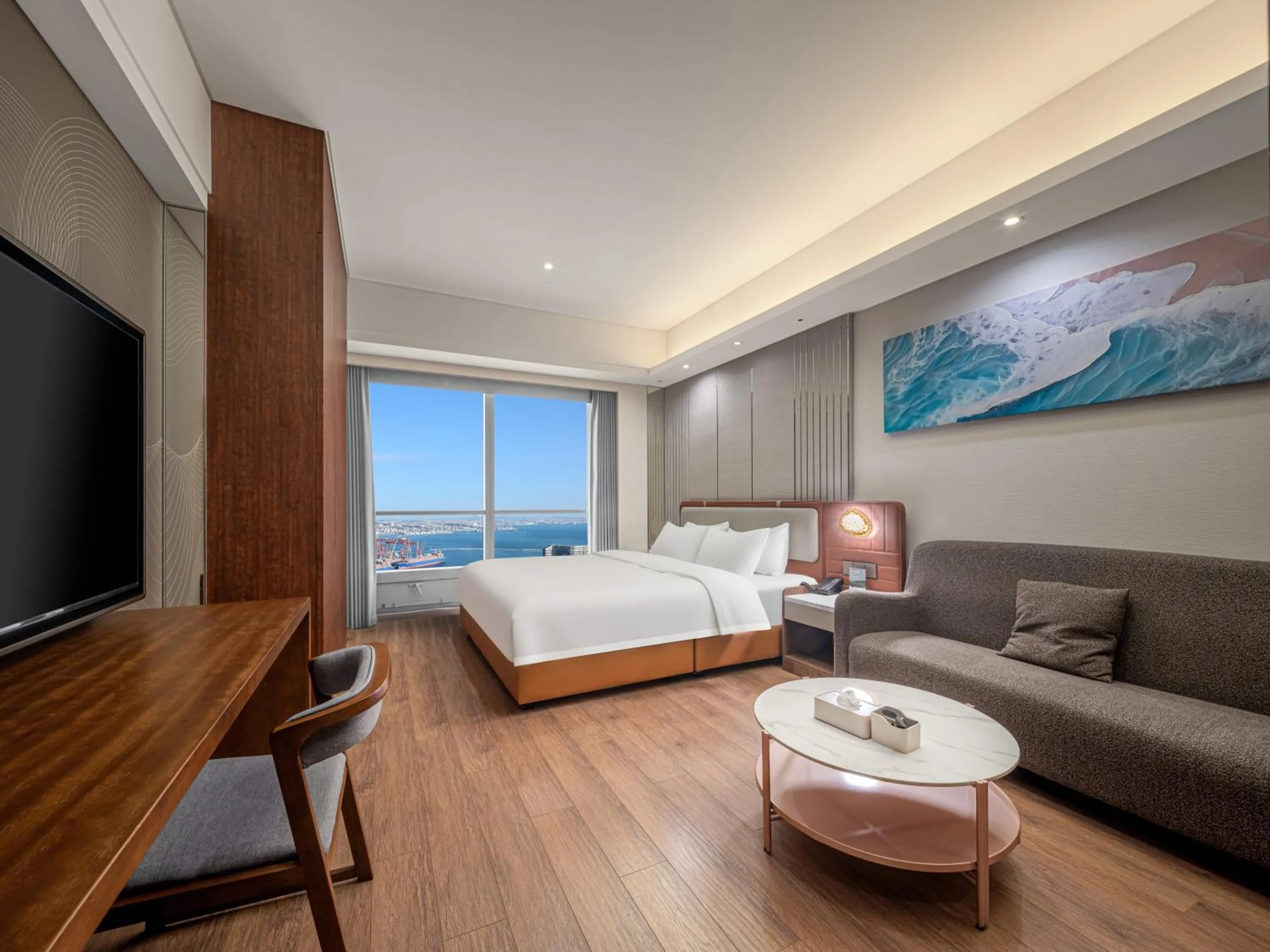 Bed in Dalian Zhongshan Square Seaview Meilun Hotel