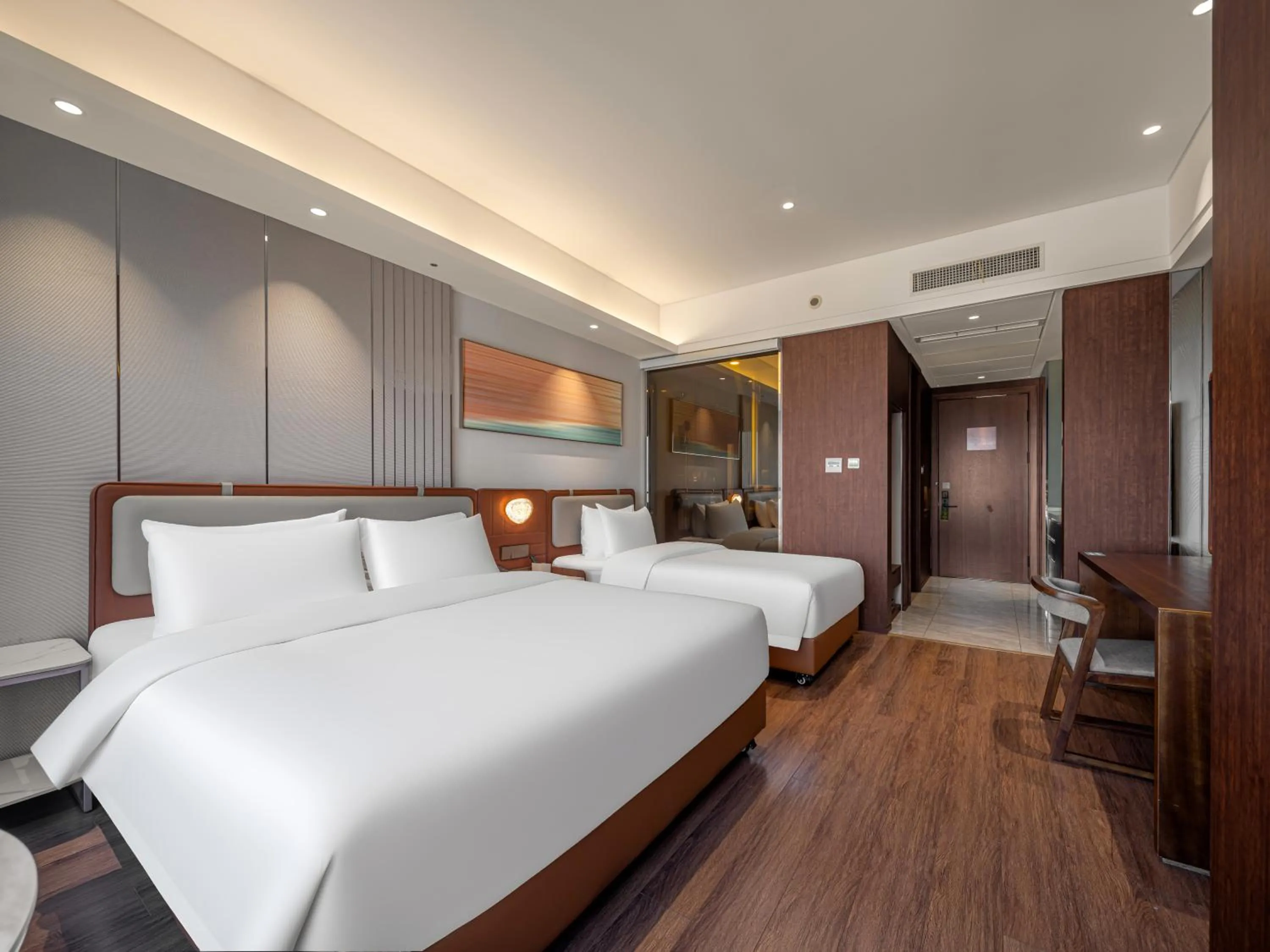 Bed in Dalian Zhongshan Square Seaview Meilun Hotel