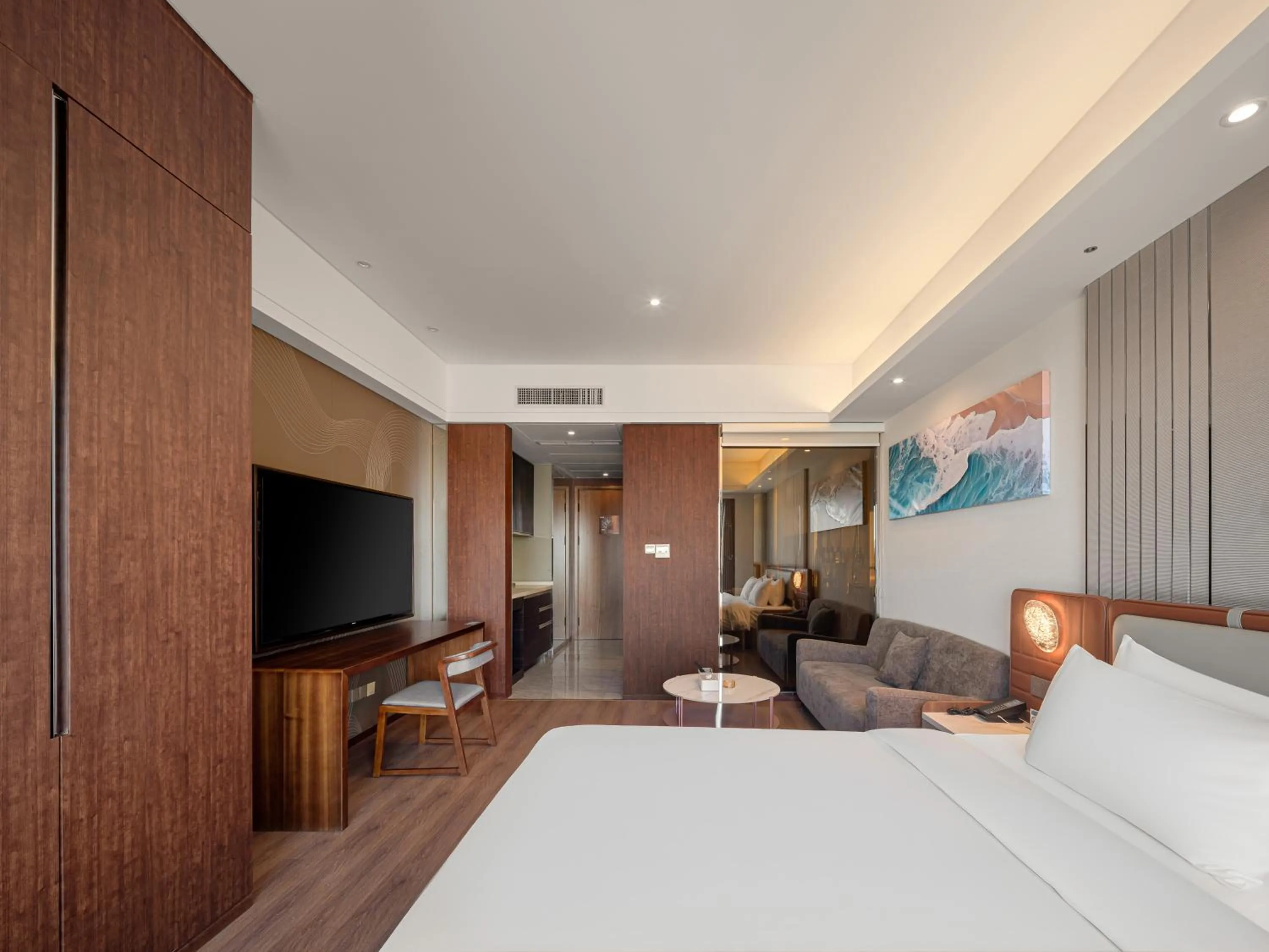 Bed in Dalian Zhongshan Square Seaview Meilun Hotel