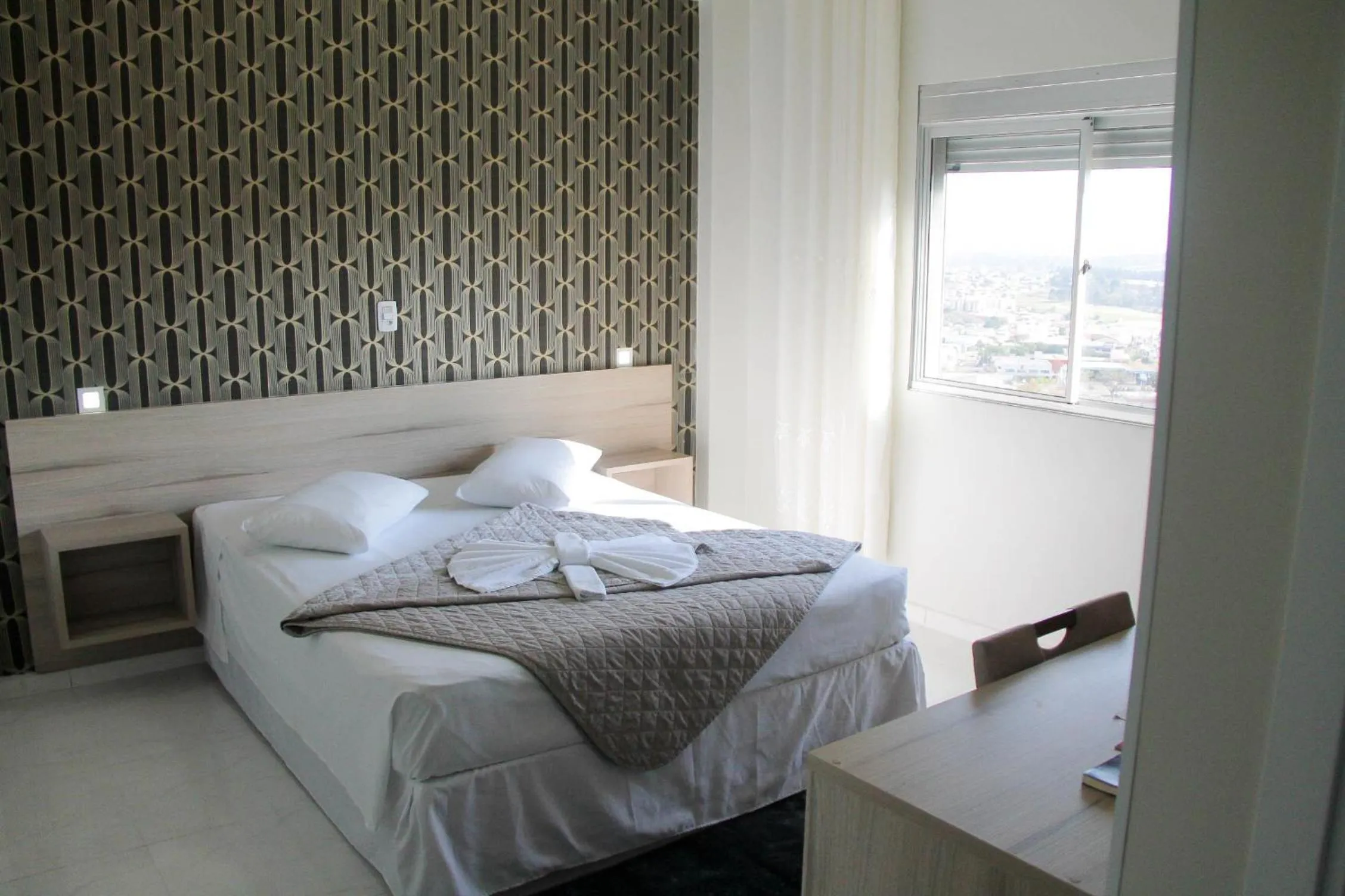 Bed in AJ Hotel Chapecó - Fácil Acesso Pátio Shopping e Rótula da Bandeira