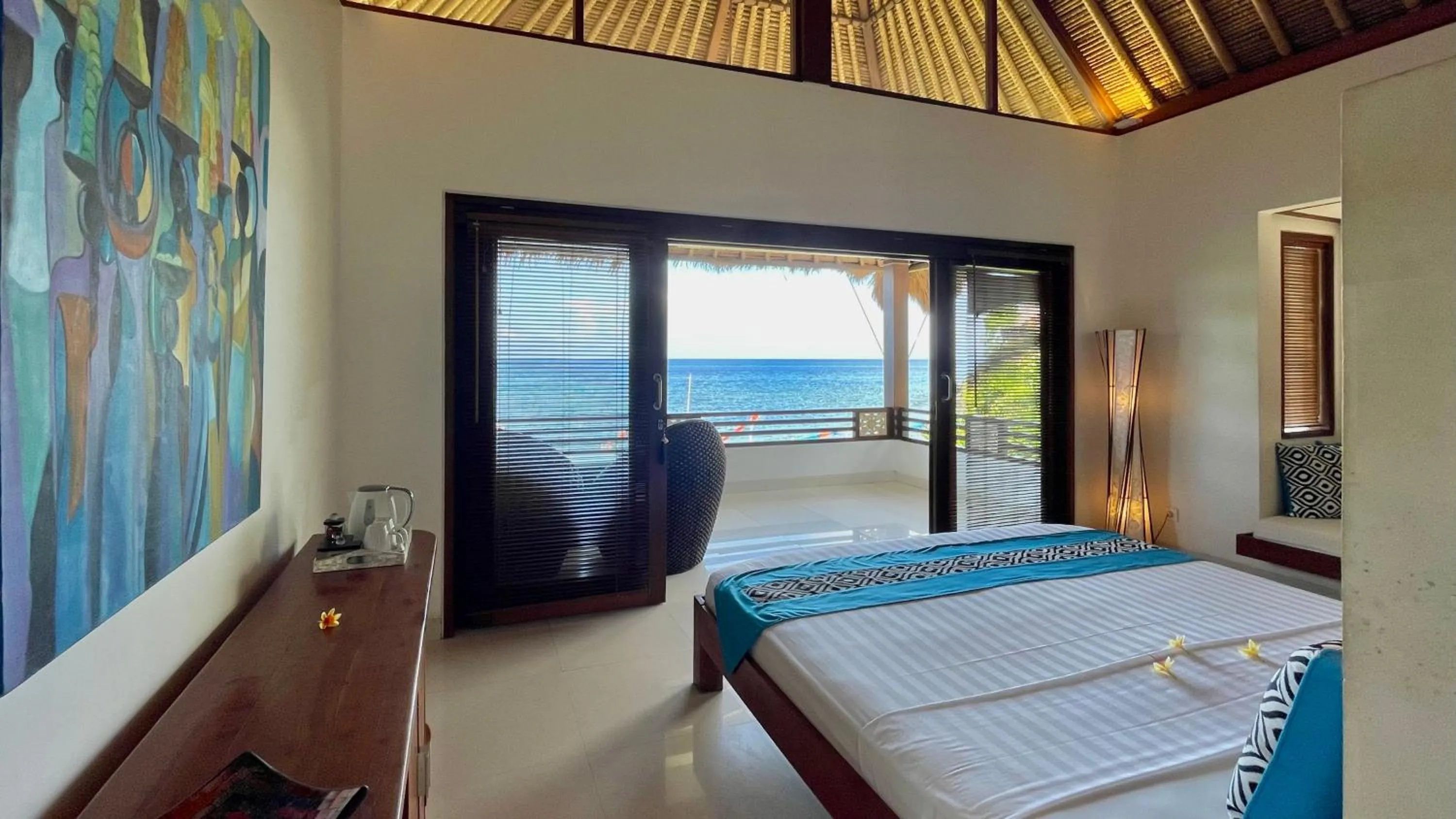 Bed in Palm Garden Amed Beach & Spa Resort Bali