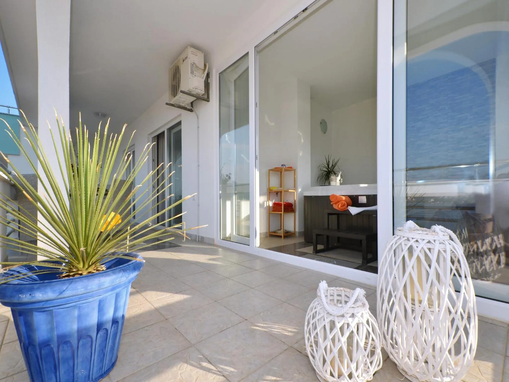 Balcony/Terrace in Apartments Silva with a view of sea