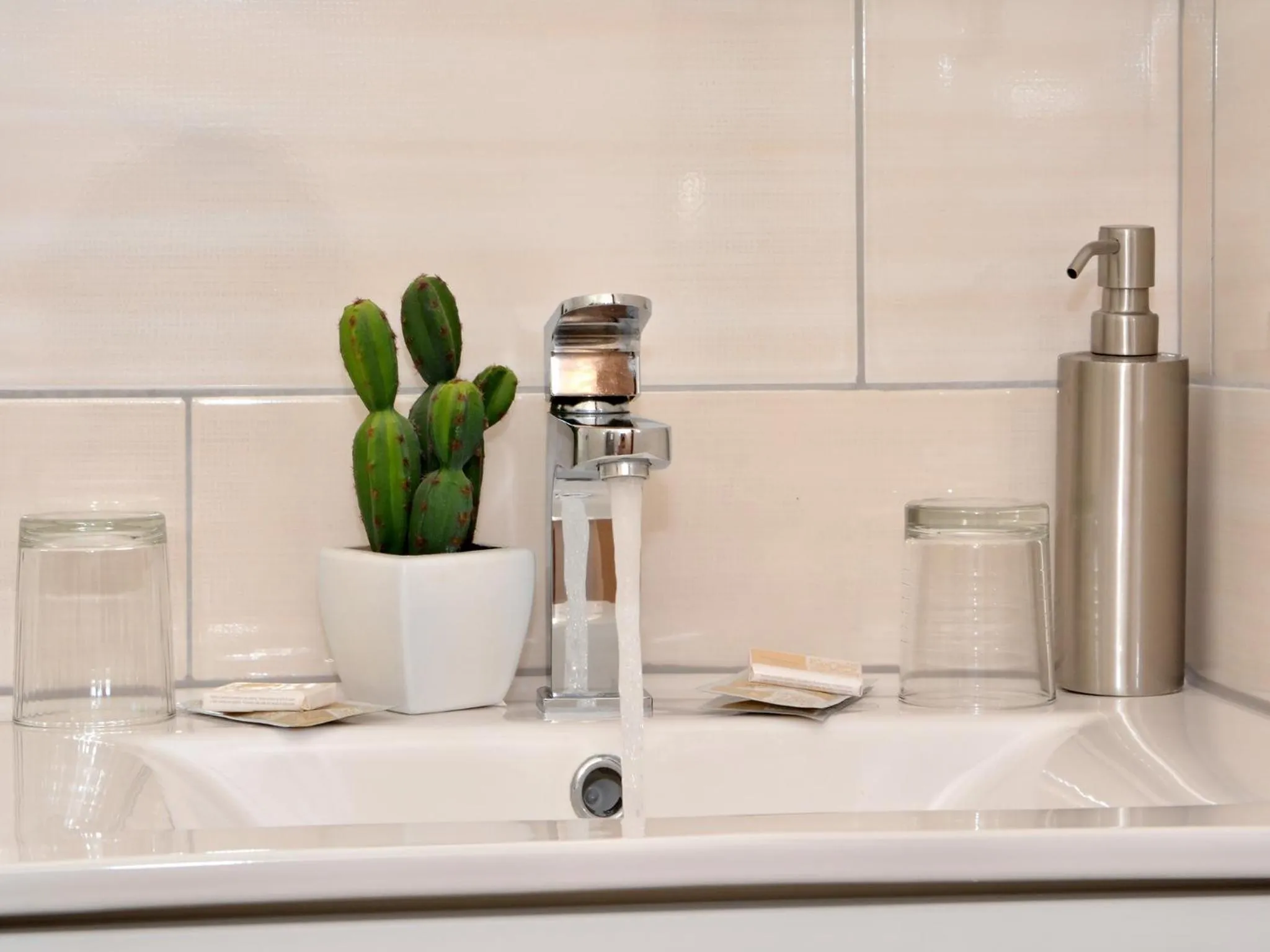Bathroom in Apartments Silva with a view of sea
