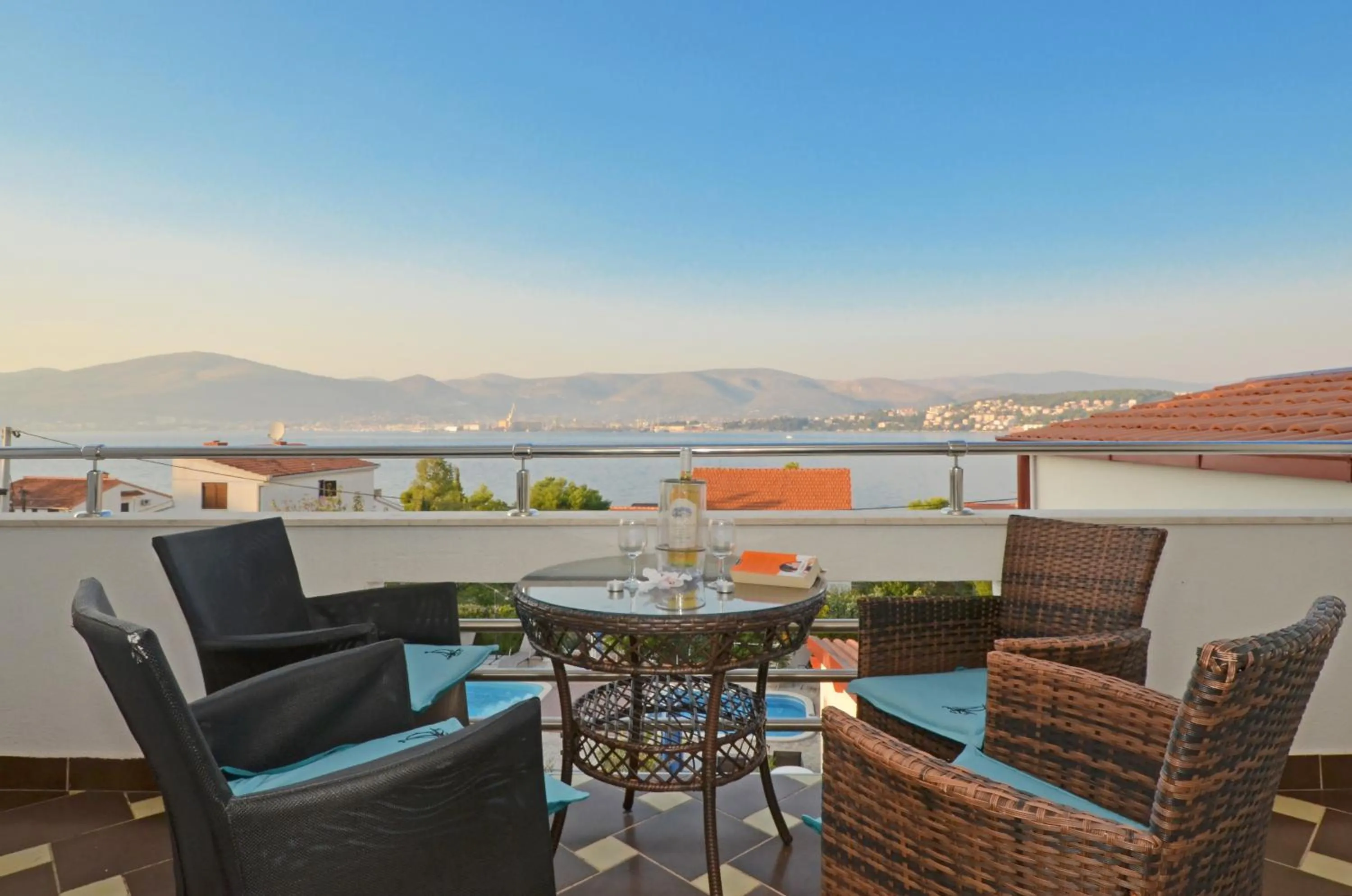 Balcony/Terrace in Apartments Silva with a view of sea