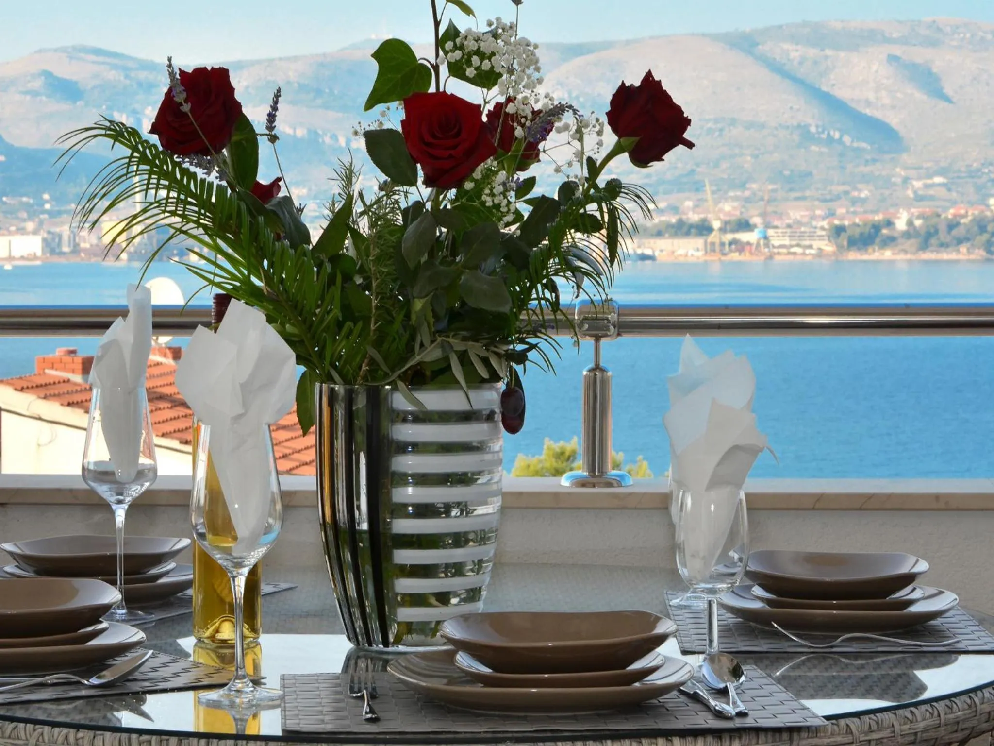 Balcony/Terrace in Apartments Silva with a view of sea