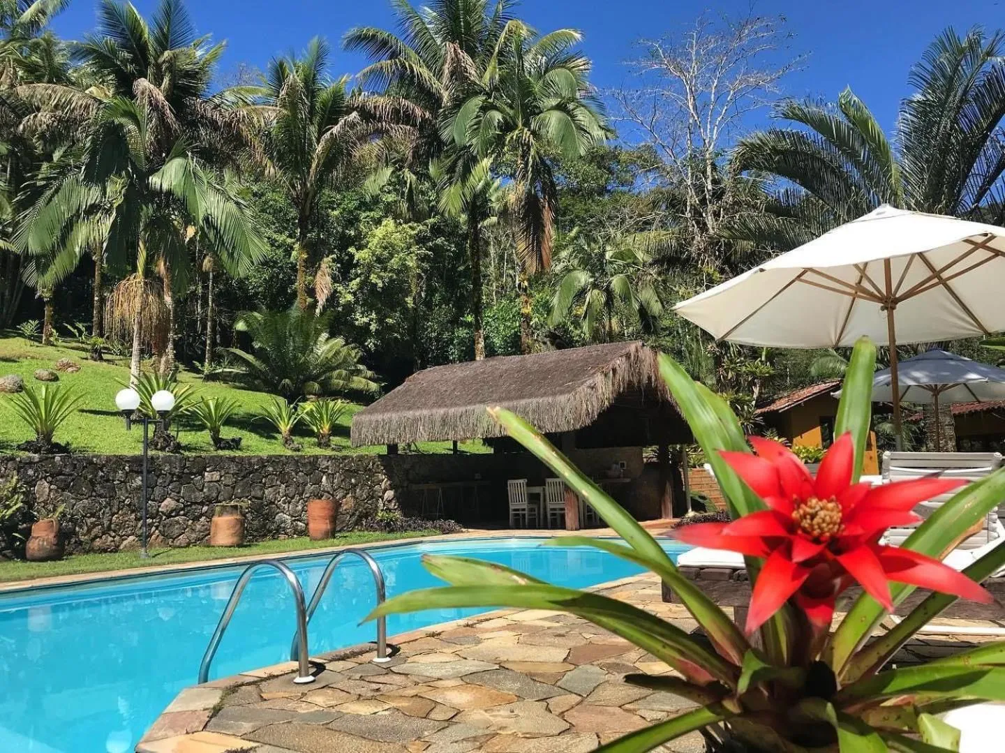 Pool view in Pousada Bromélias