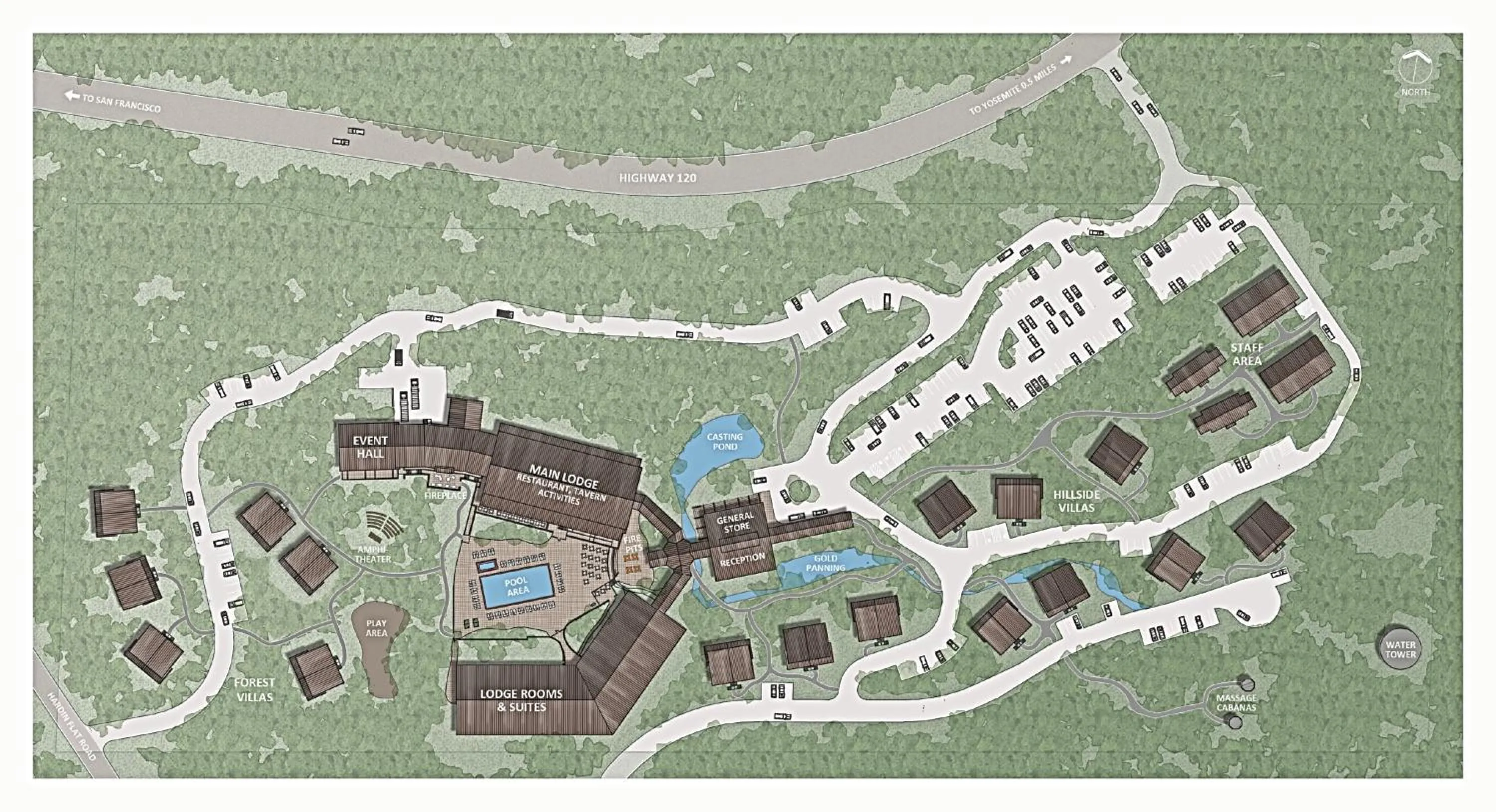 Bird's eye view in Rush Creek Lodge at Yosemite