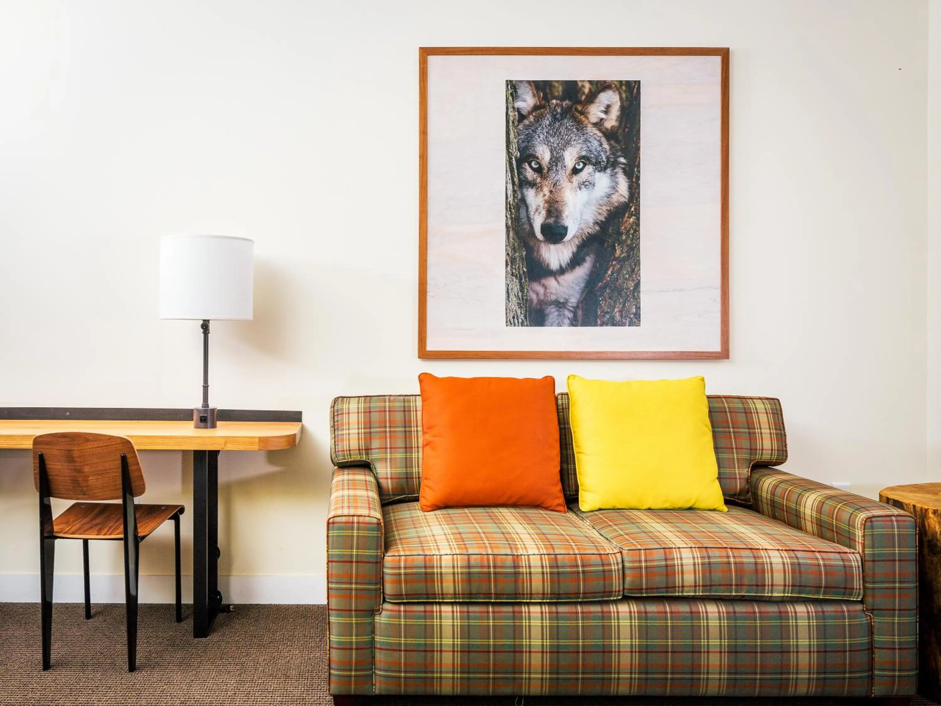 Seating area in Rush Creek Lodge at Yosemite
