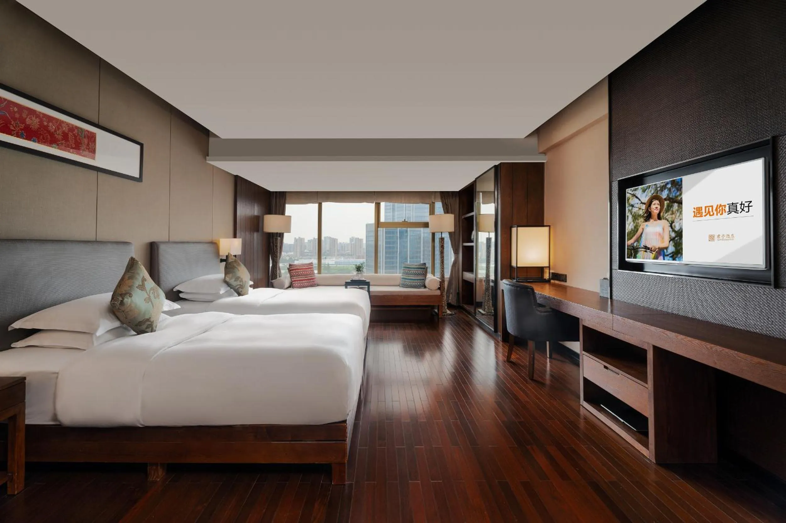 Communal lounge/ TV room, Bed in SSAW Boutique Hotel Hangzhou Wildwind