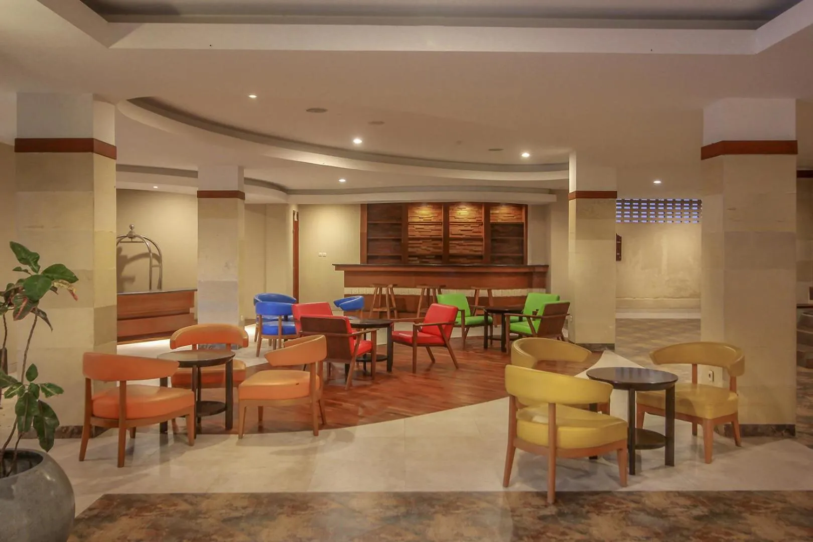 Seating area in d'Nusa Beach Club and Resort