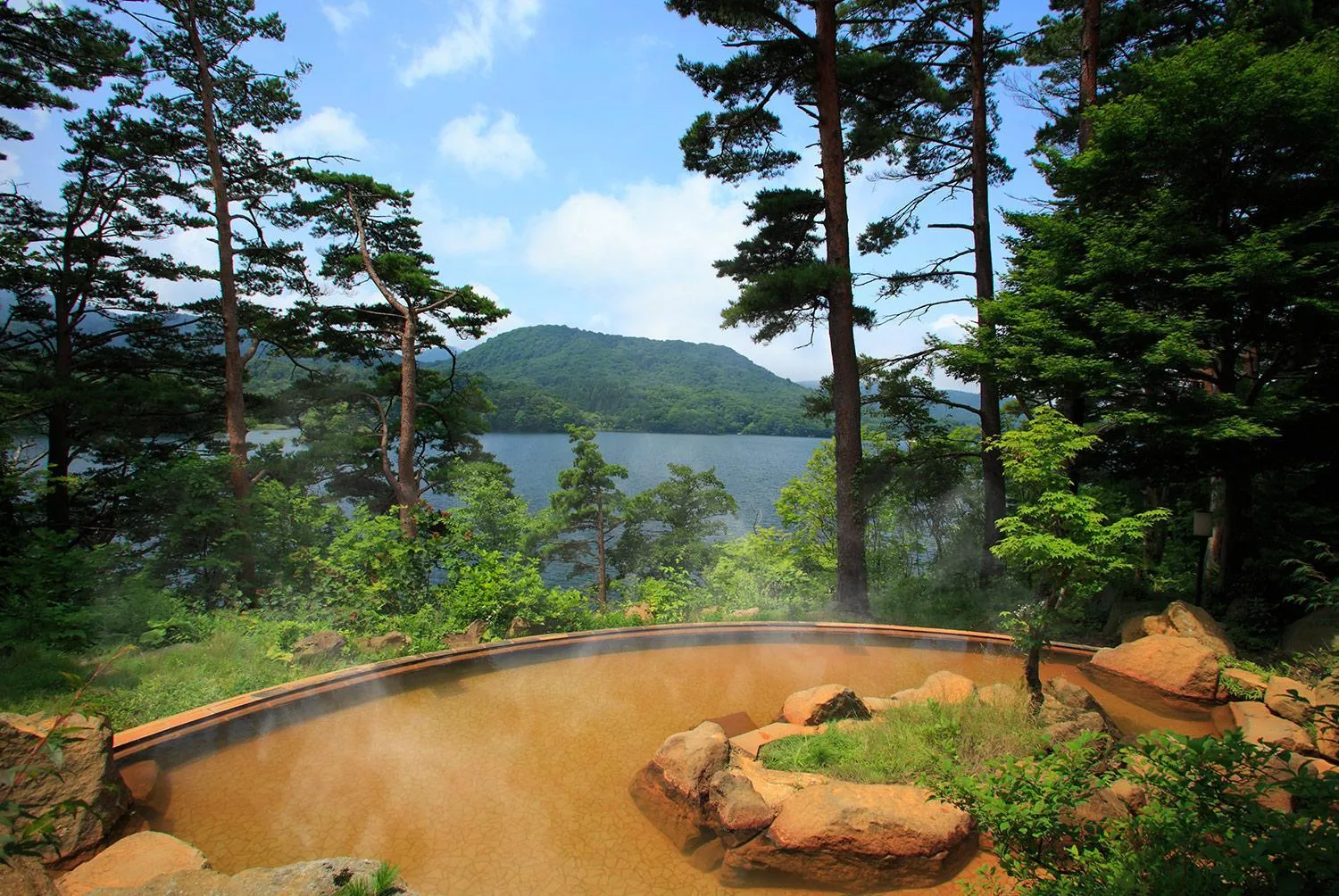 Hot Spring Bath in Urabandai Lake Resort Goshiki no Mori