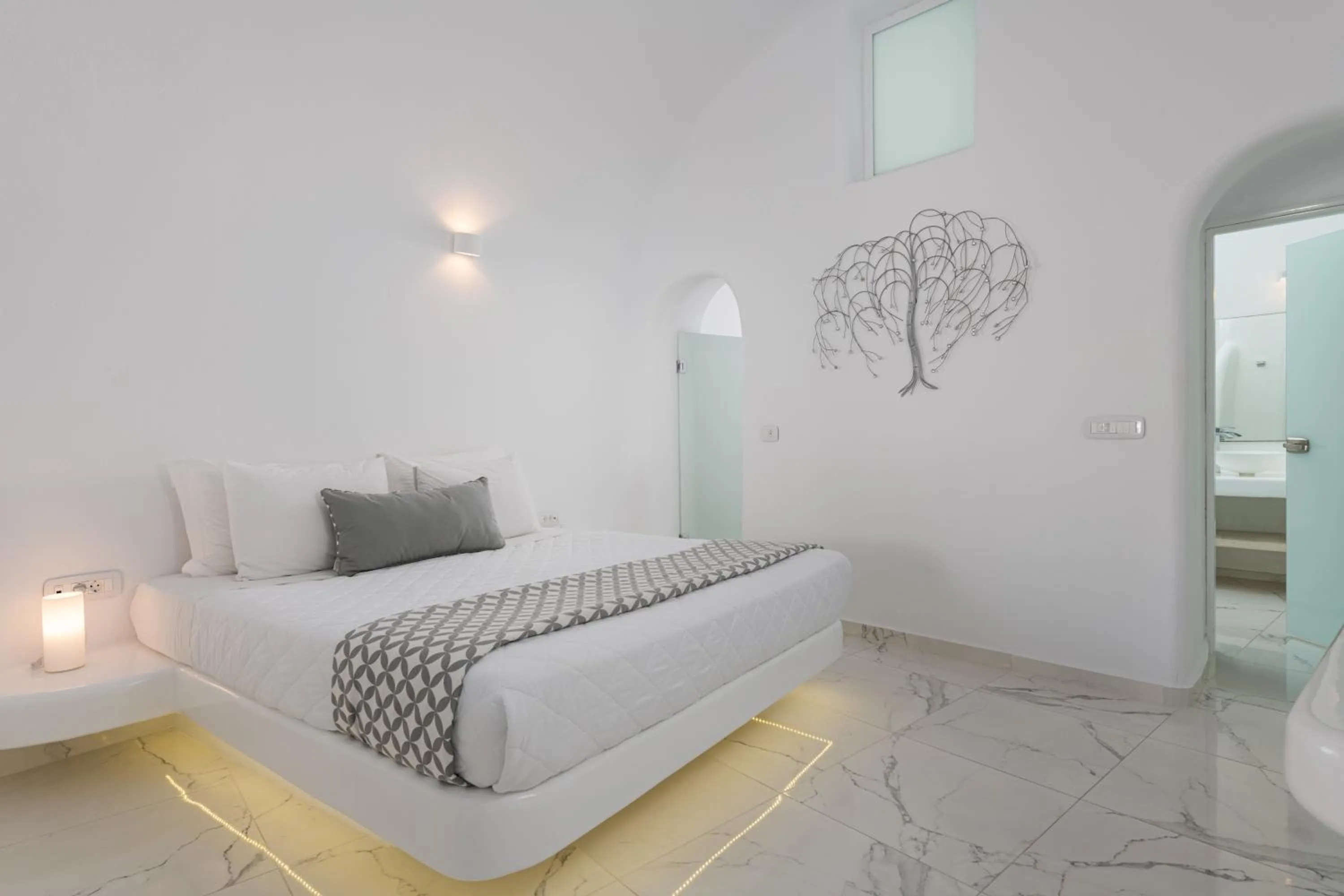 Bedroom, Bed in White Concept Caves