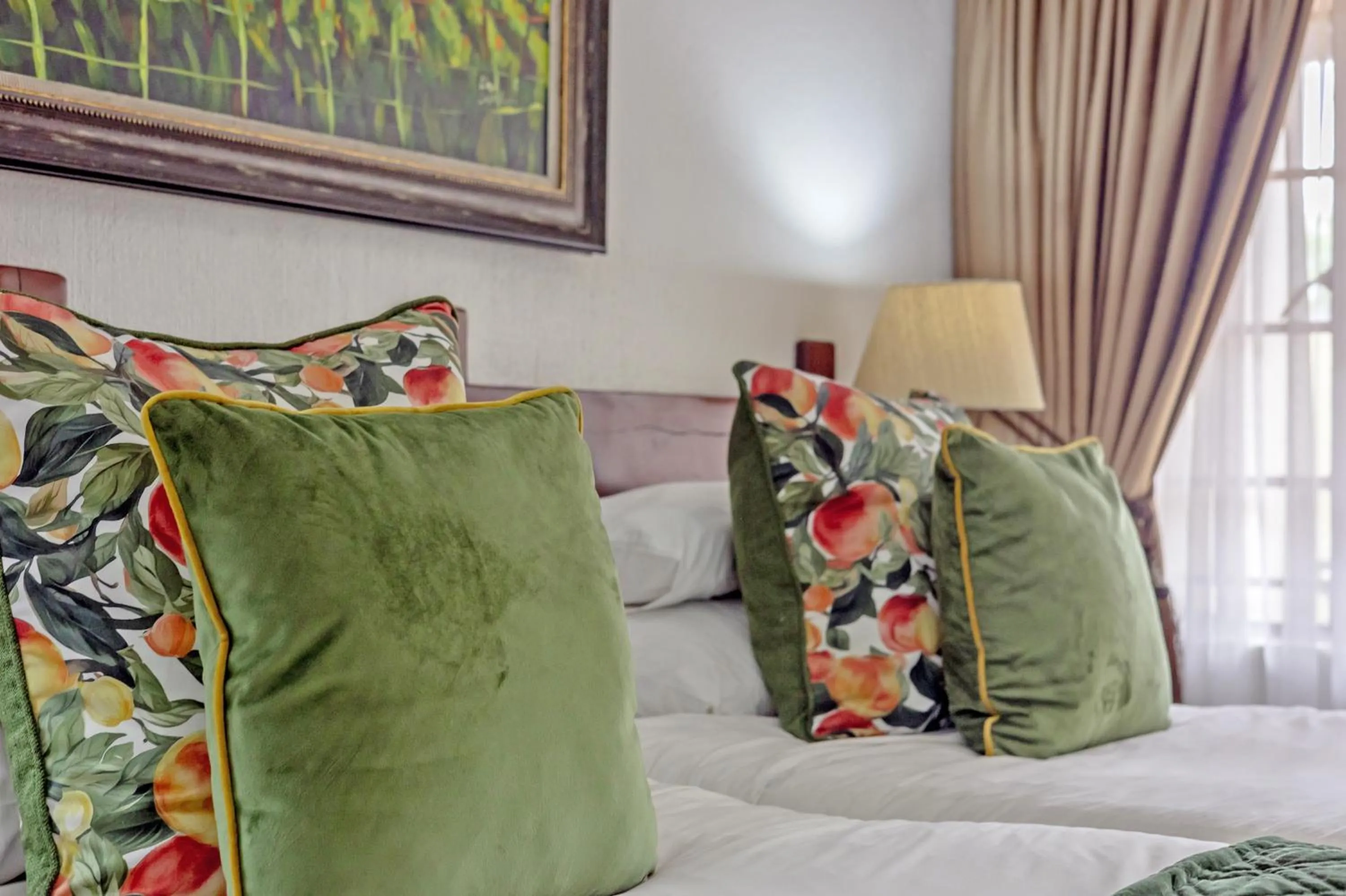 Decorative detail, Bed in Afrique Boutique Hotel O.R. Tambo