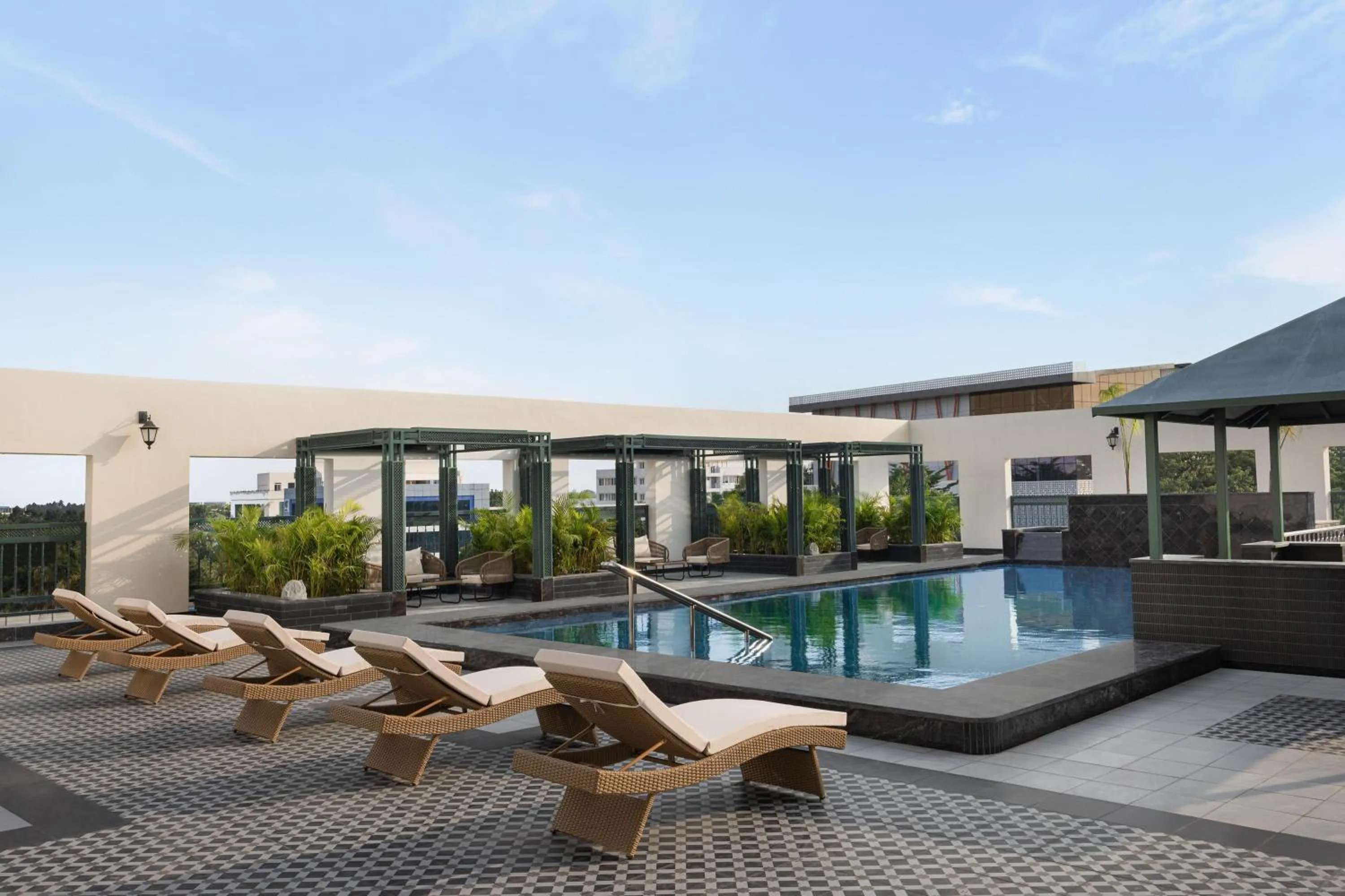 Pool view in Doubletree By Hilton Bengaluru Airport