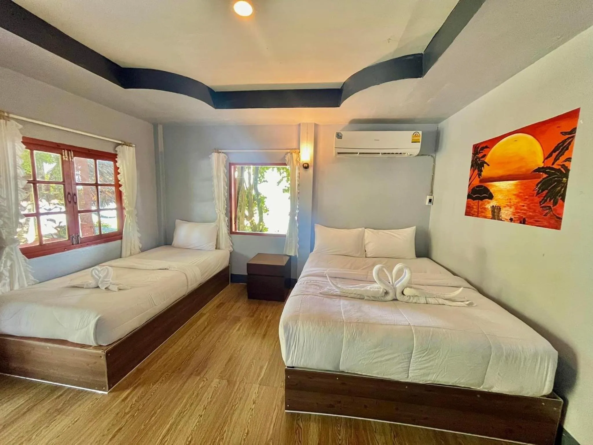 Bed in Koh Mook Garden Beach Resort