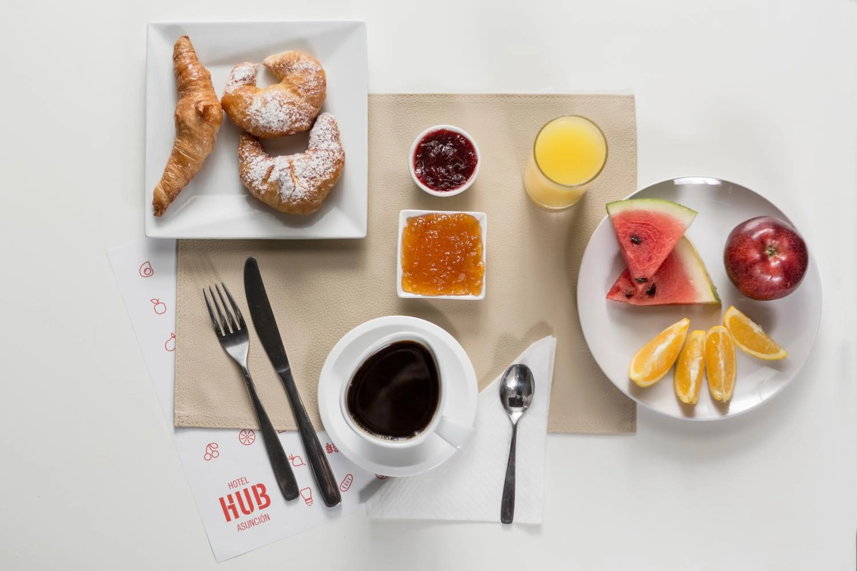 Continental breakfast in Hub Hotel Asuncion