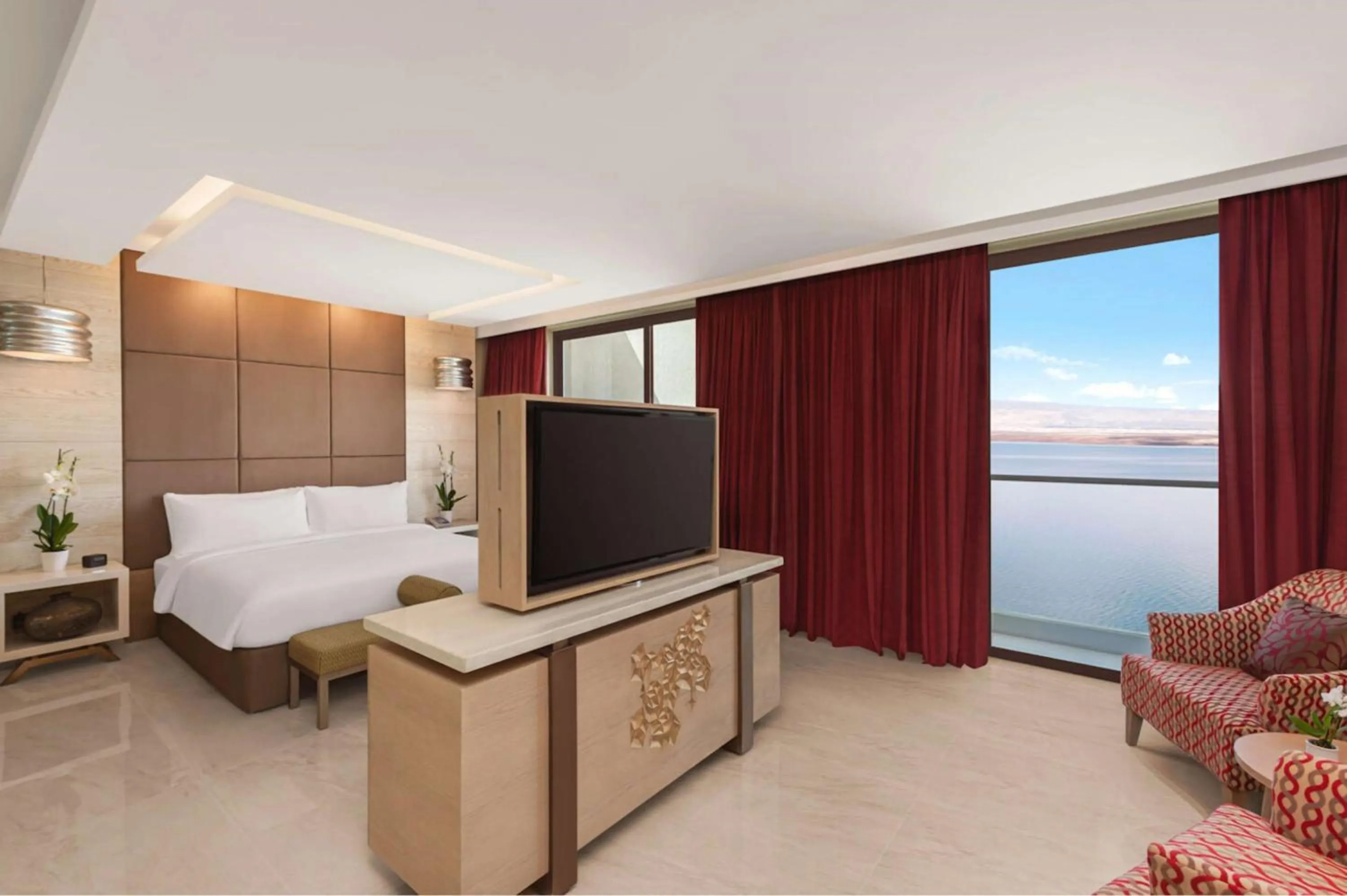 Bedroom, Bed in Hilton Dead Sea Resort & Spa