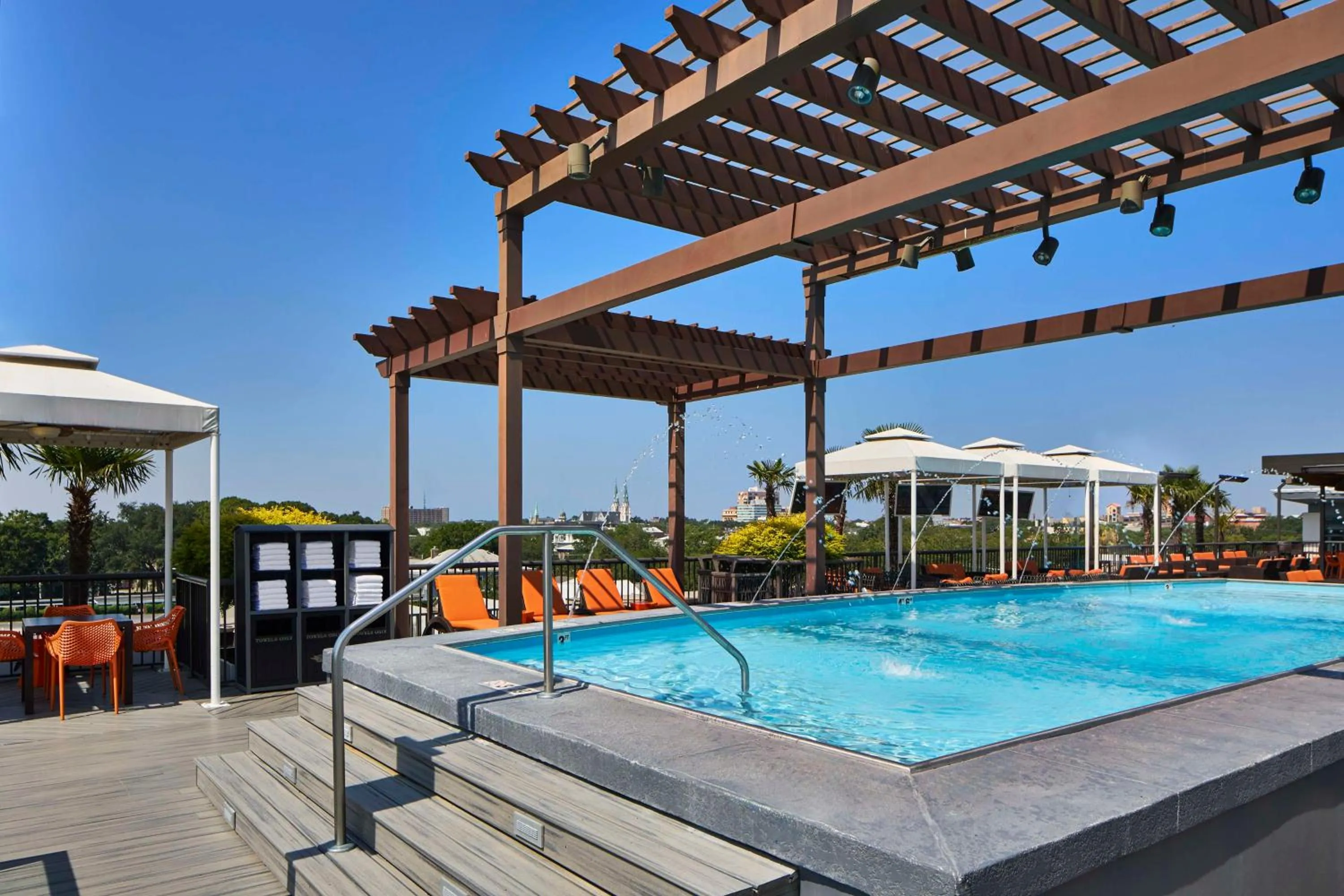 Pool view in Homewood Suites Savannah Historic District/Riverfront