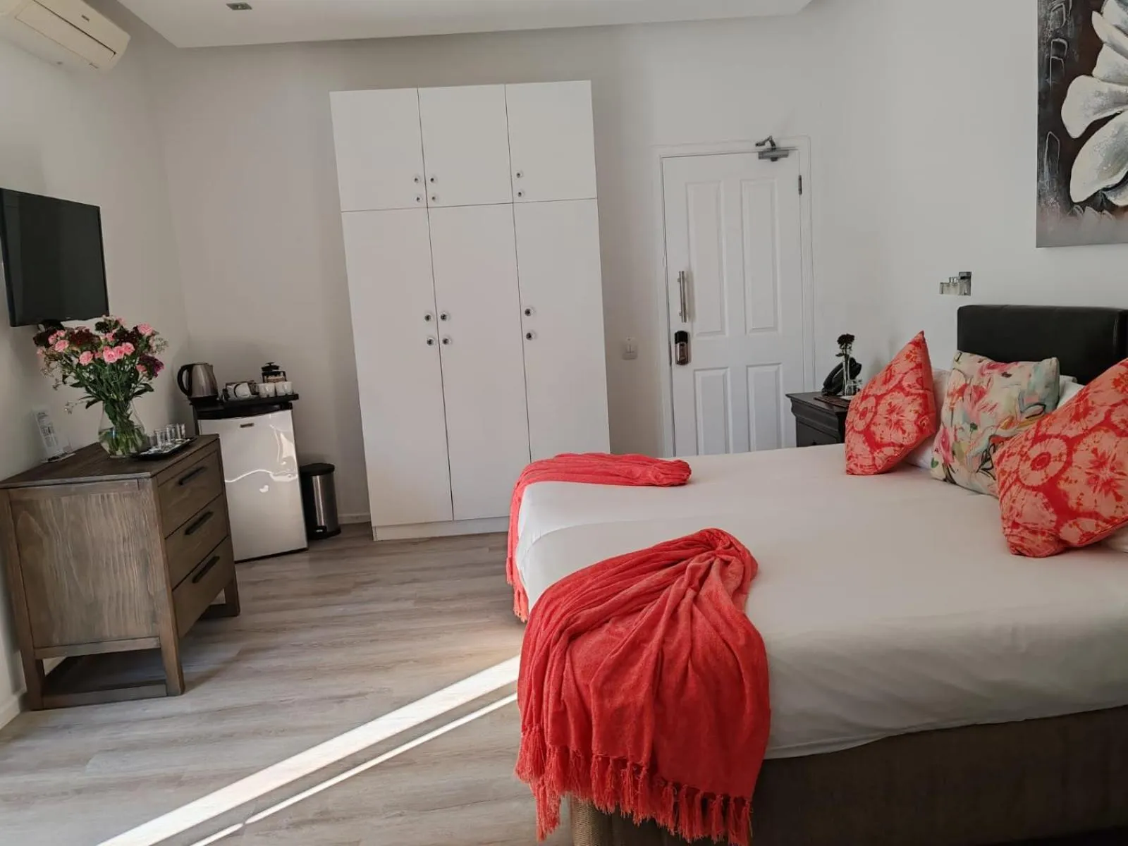 Bed in Point B Guest House -Sustainable Solar Energy