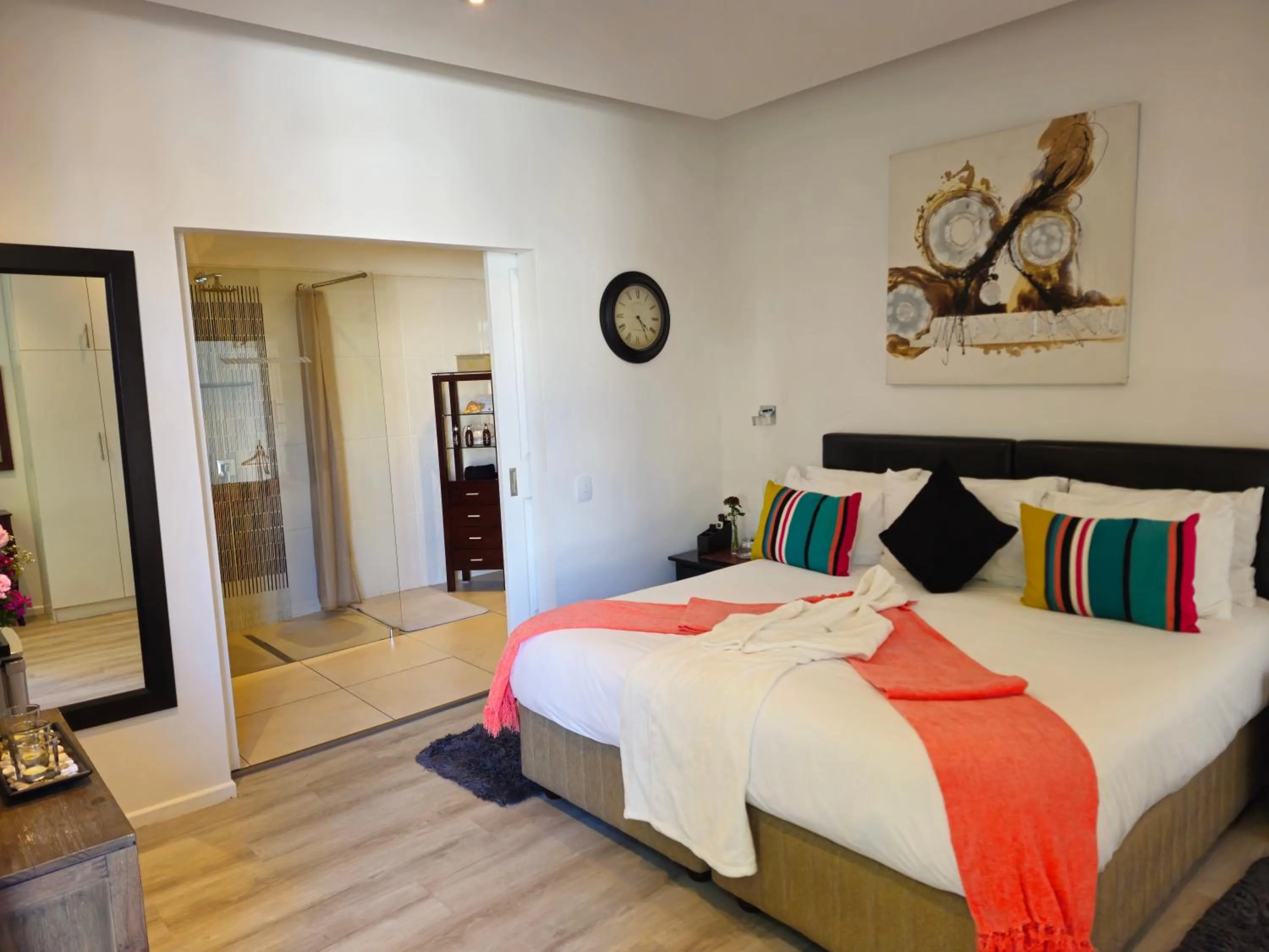 Bed in Point B Guest House -Sustainable Solar Energy