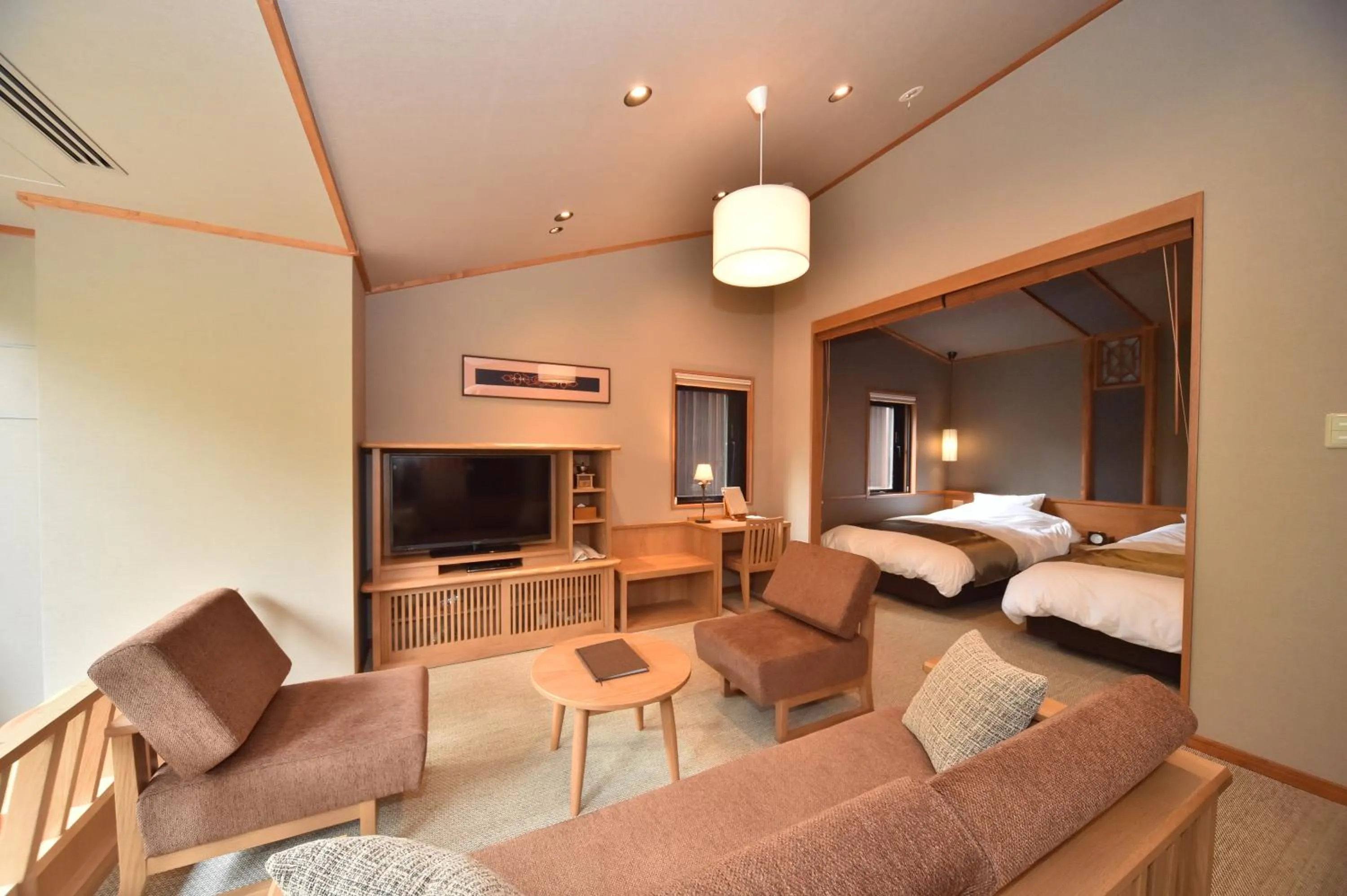 Living room, Bed in La Vista Akangawa