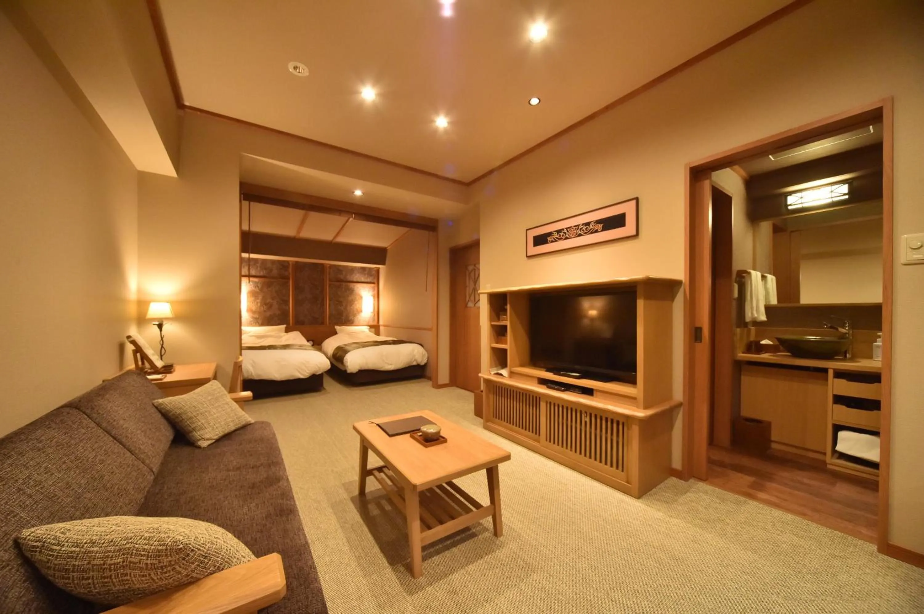 Living room, Bed in La Vista Akangawa